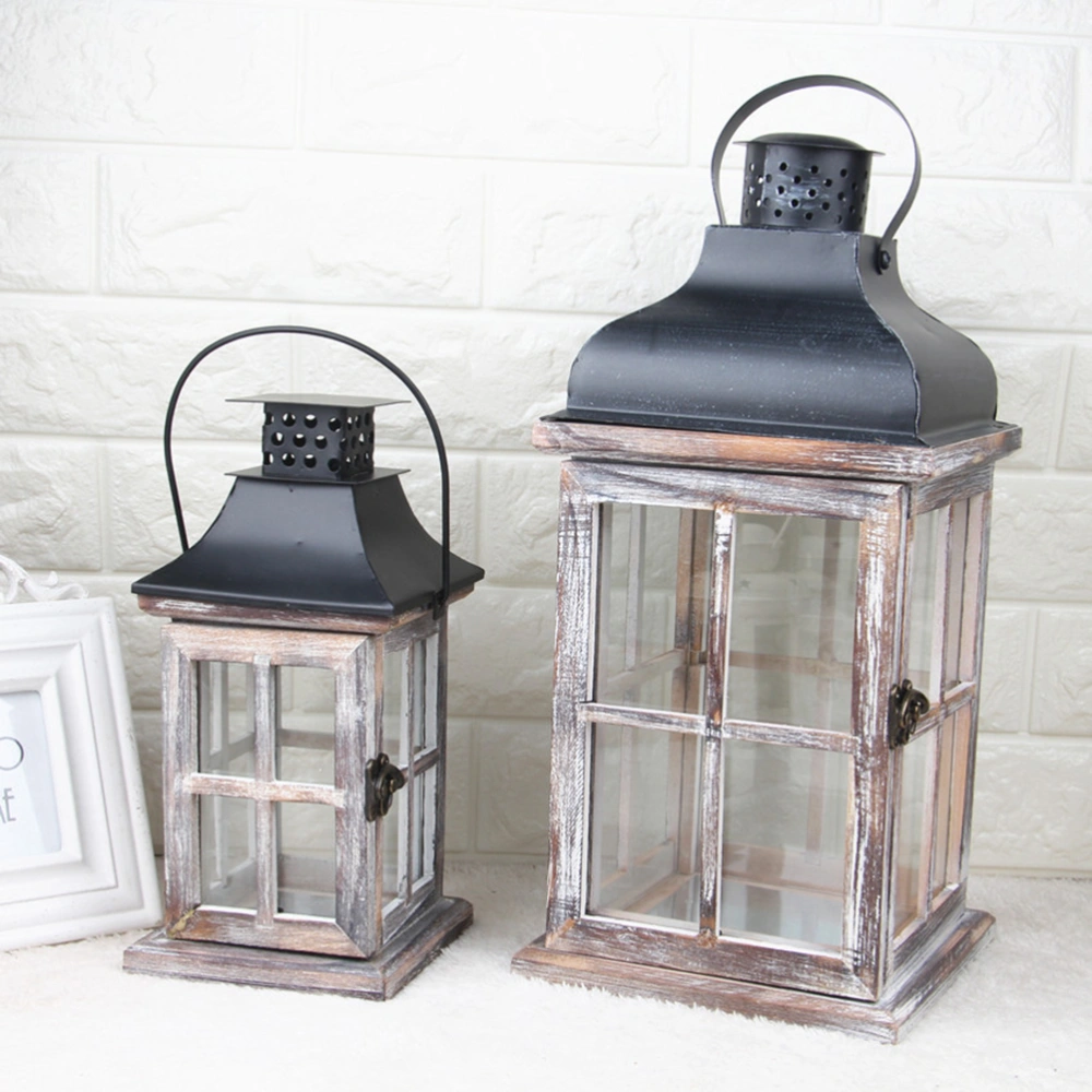 1pc Vintage Wooden Wall Hanging Moroccan Candle Lanterns Iron Candle Holder Home Wedding Decoration