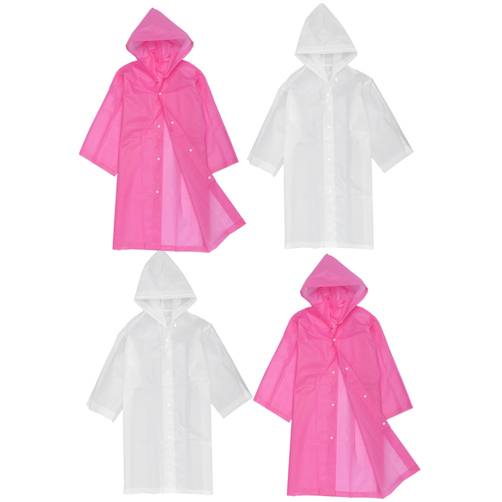 4Pcs Kids EVA Thicken Raincoats Simple Raincoat Waterproof Raincoat Practical Rainwear (Pink, White for Each 2Pcs)