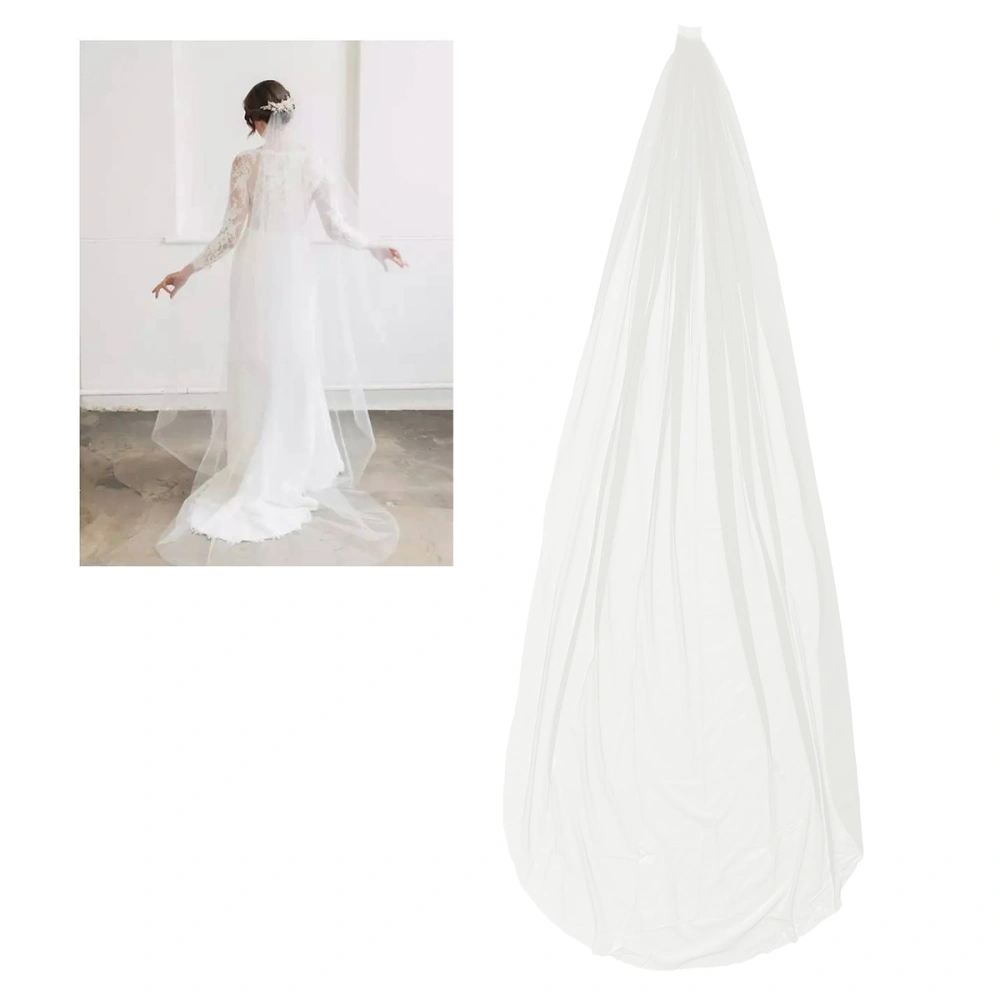 3m Long Wedding Veil Single-deck Tulle Cathedral Chapel Floor Veils With Hair Side Comb For Bride (Ivory Tint)