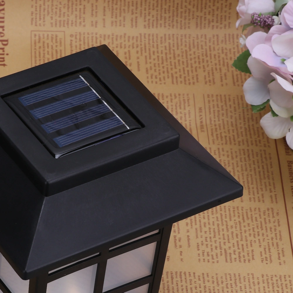 2pcs Outdoor Solar-powered Lawn Lamp Lights for Garden Pillar Lamp (Black)