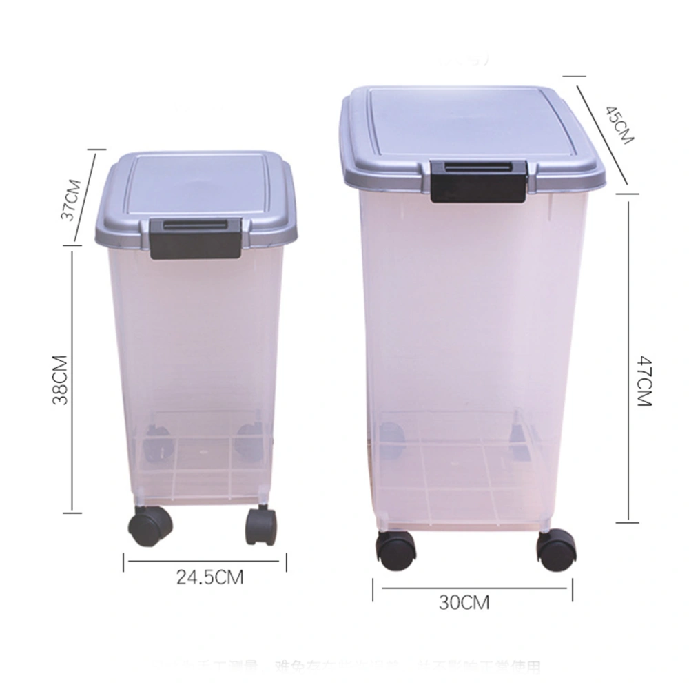 1pc Dog Food Bucket Cat Food Box Sealed Moisture Roller Grain Storage Tank (S 37x24.5x38cm 20L Comes with Shovel)