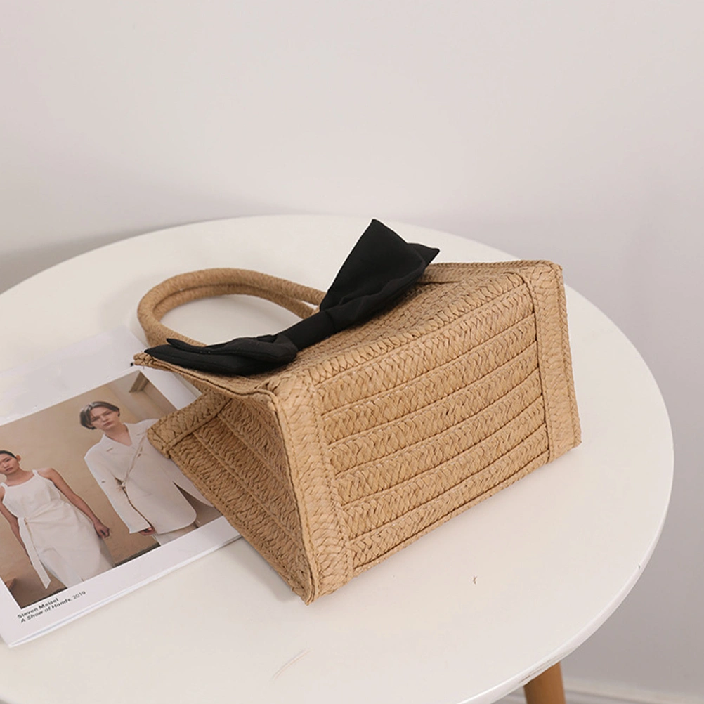 Hand Woven Beach Bag Shopping Bag Woven Bag Handbag Bowknot Bag for Girl