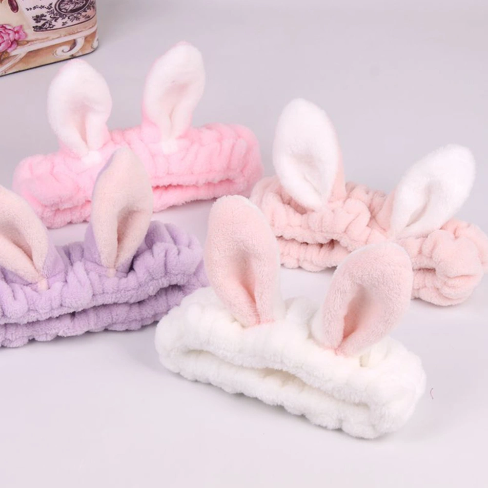 4pcs Home Use Hair Tying Hairbands Rabbit Ear Hairbands Washing Face Headbands