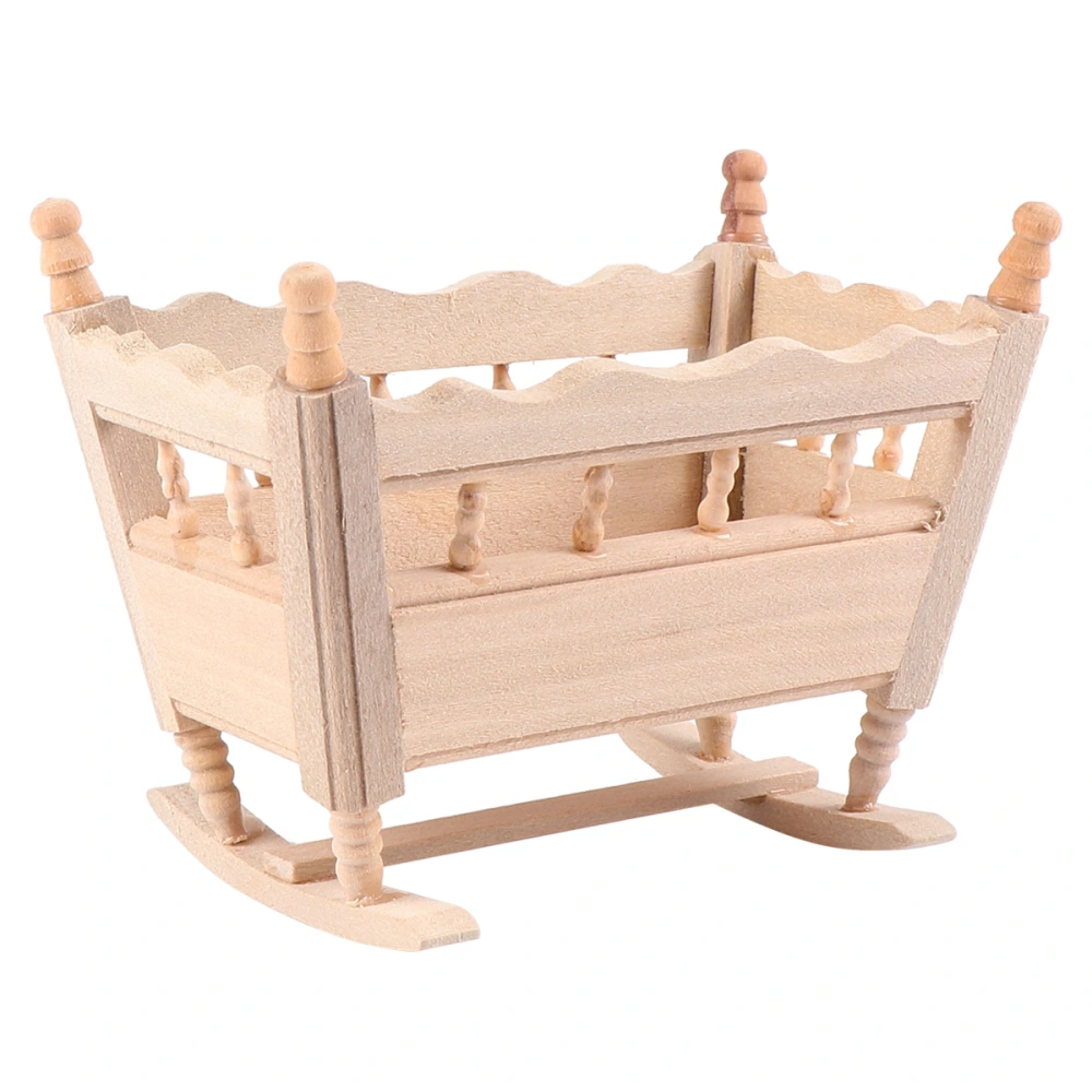 Mini House Cradle Model Mini Wooden Cradle Furniture Miniature Wooden Furniture 