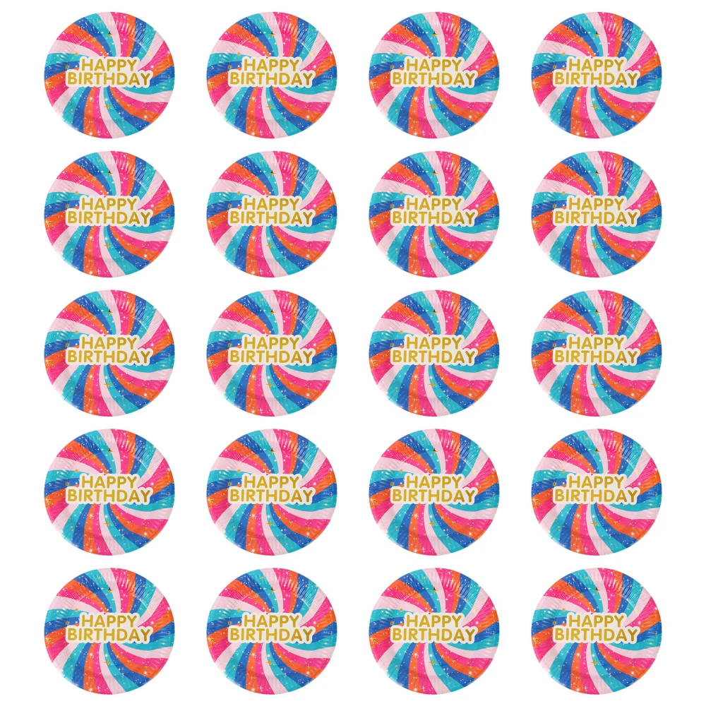 20pcs Color Printing Paper Storage Plate Cake Dessert Plates Party Supplies