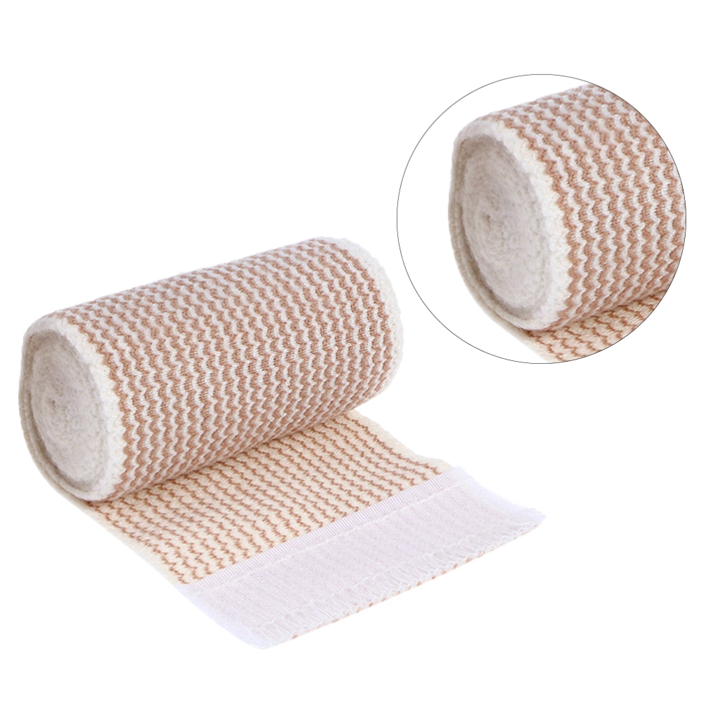 1 Roll of Repeatable Self-adhesive Beige Cotton Elastic Bandage Compression Wrap and Loop Closure on One End(10CM*4.5M）