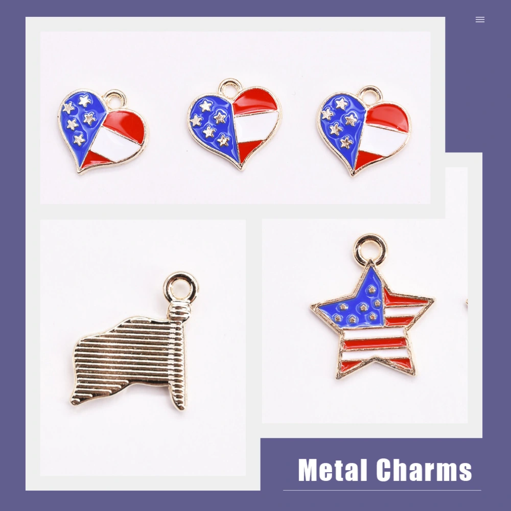 30pcs DIY Decorative Pendants Delicate American Flag Pattern Charm Materials