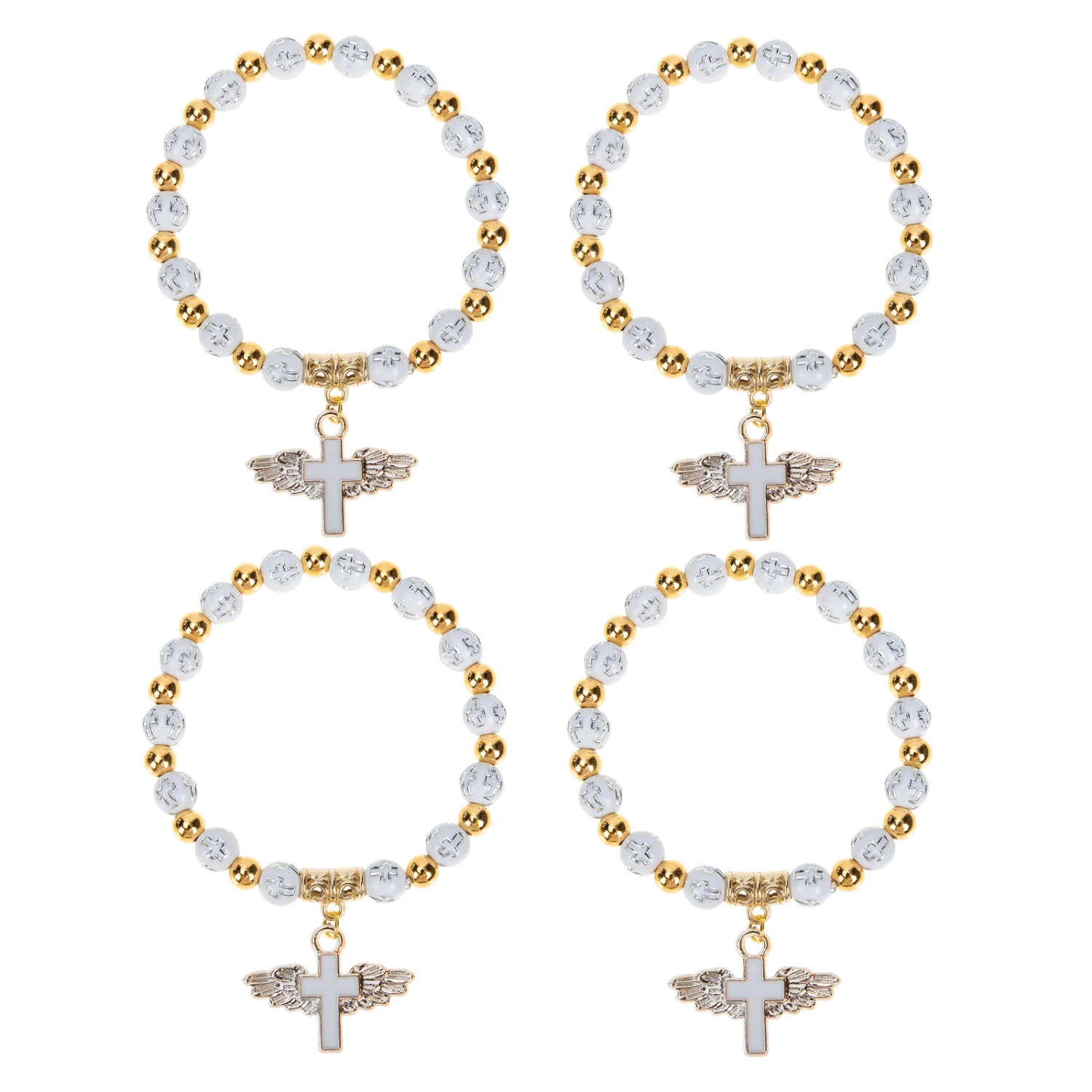 4Pcs Gilding Cross Bracelets Wings Design Wrist Bands Exquisite Children Bracelets
