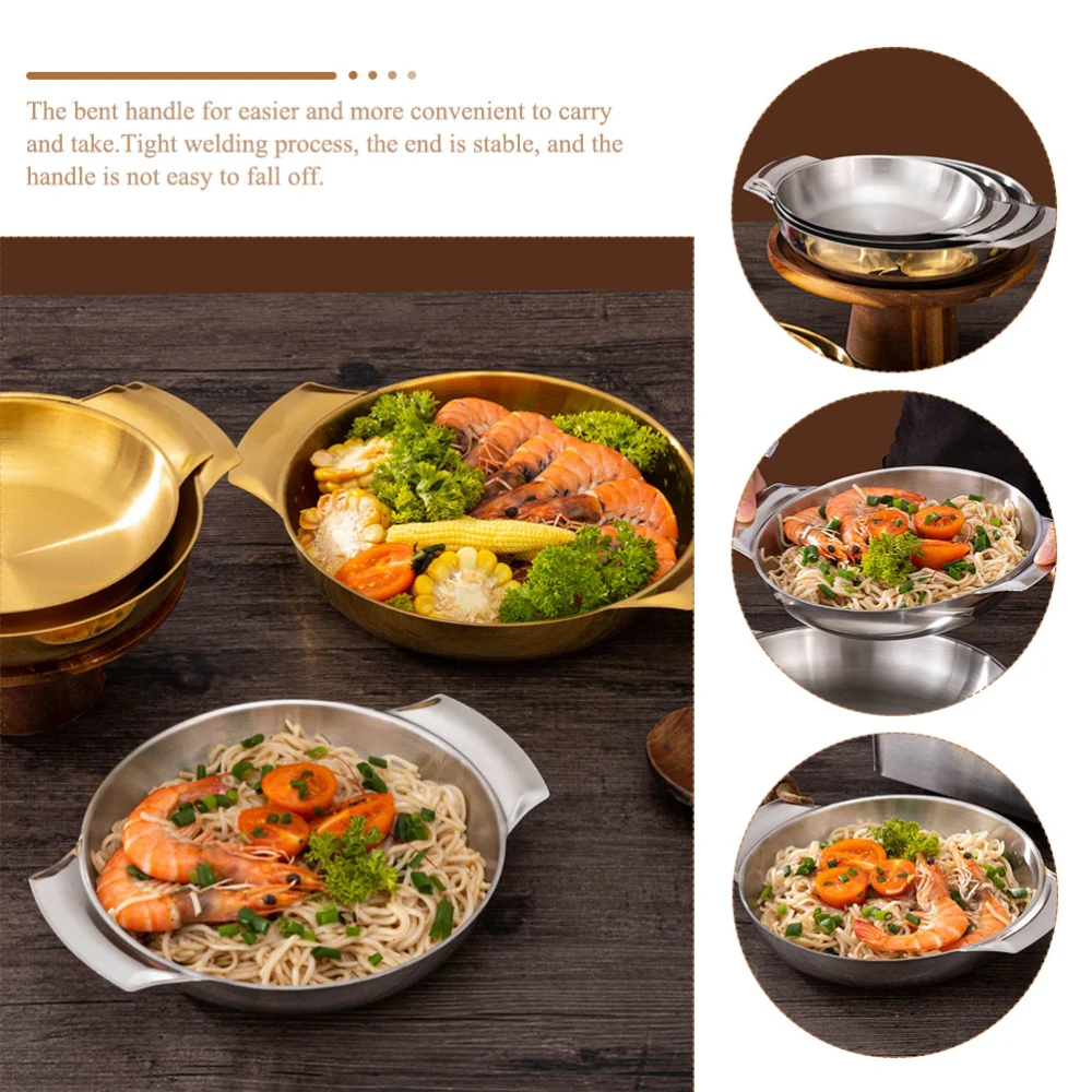 Food Serving Pot Stainless Steel Pot Multi-use Cooking Pot Double Handle Pot