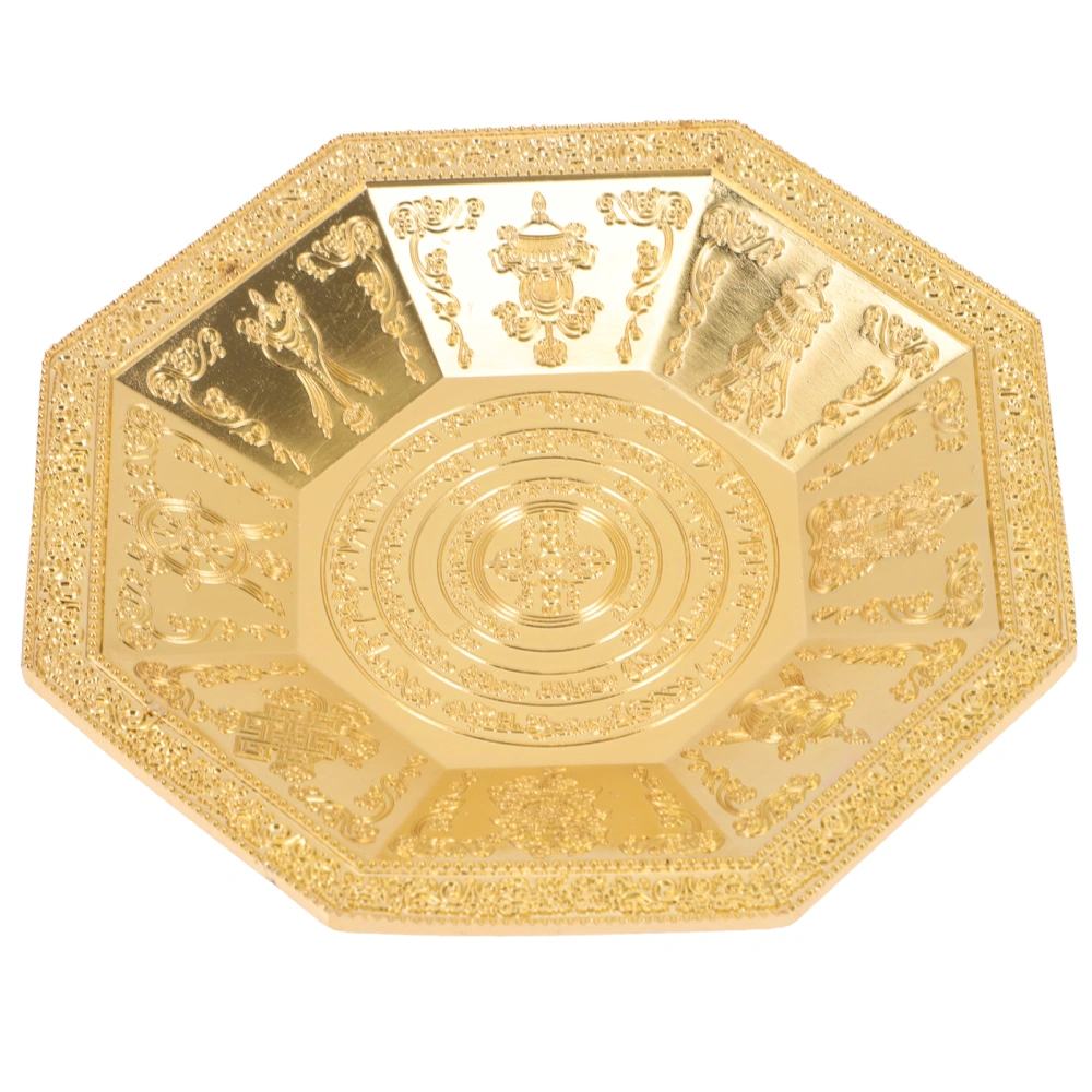 Iron Buddhist Plate Octagonal Shaped Tribute Fruit Plate Temple Fire Dish