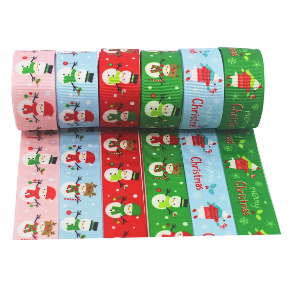 6 Rolls Christmas Themed Ribbon Festival DIY Craft Wrap Party Supplies Ribbon