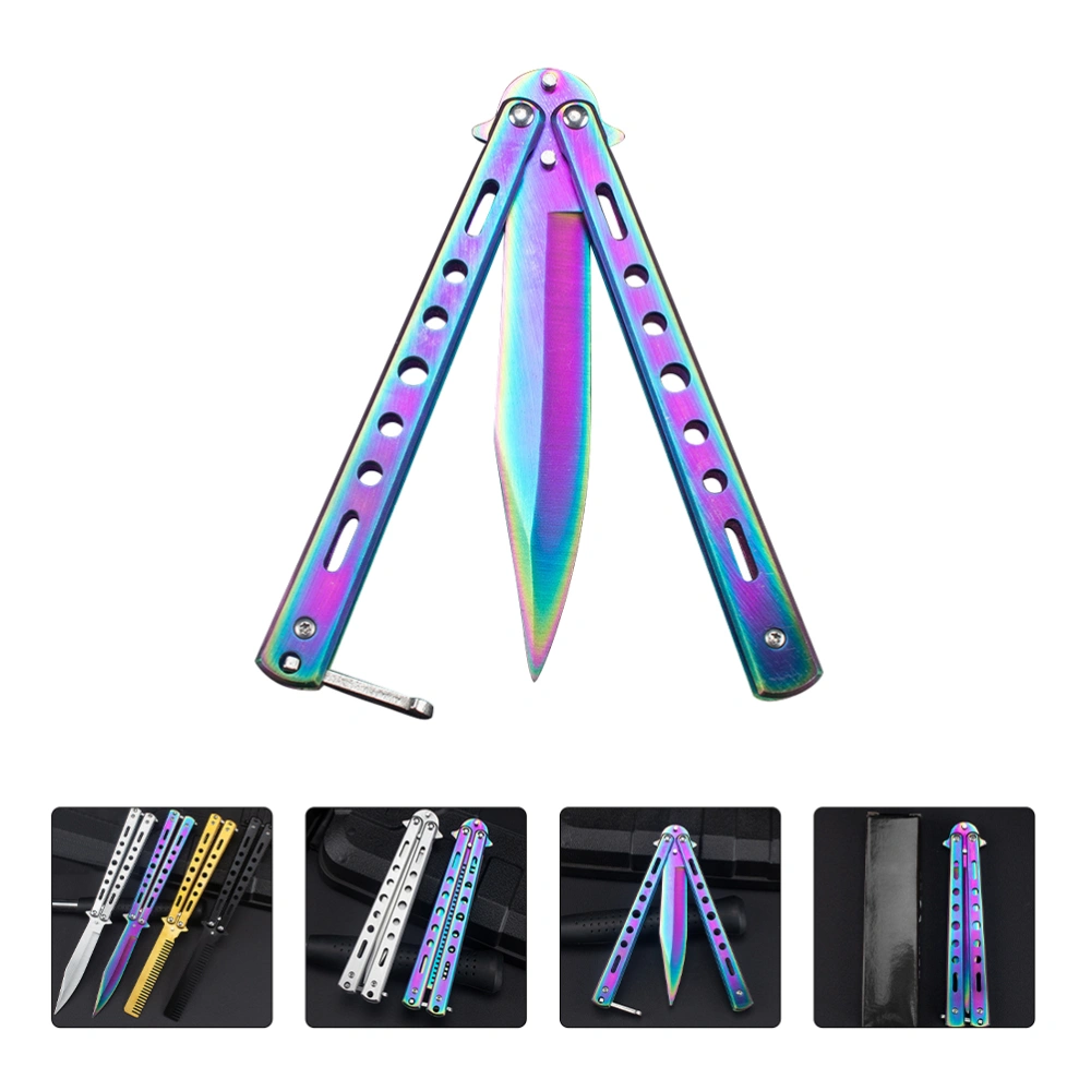 1Pc Portable Blunt Balisong Foldable Cutter Outdoor Training Tool