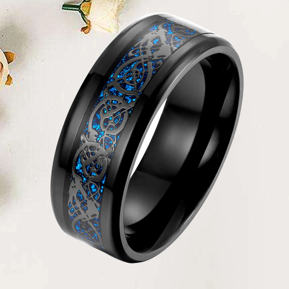 1Pc Mirror Polishing Finger Ring Unique Nibelon Carbon Fiber Ring Fashion Personality Cool Men Ring Jewelry (Black and Blue Bottom Size 7)