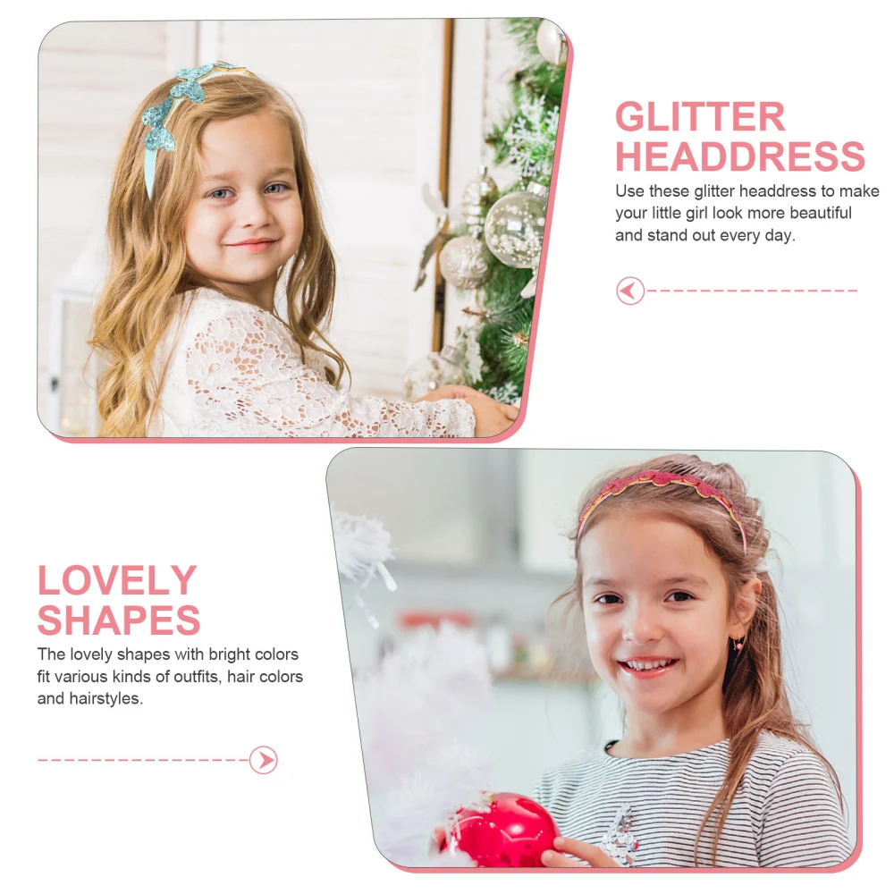 6Pcs Delicate Party Hair Wear Kids Glitter Powder Headdress Novel Hair Hoops