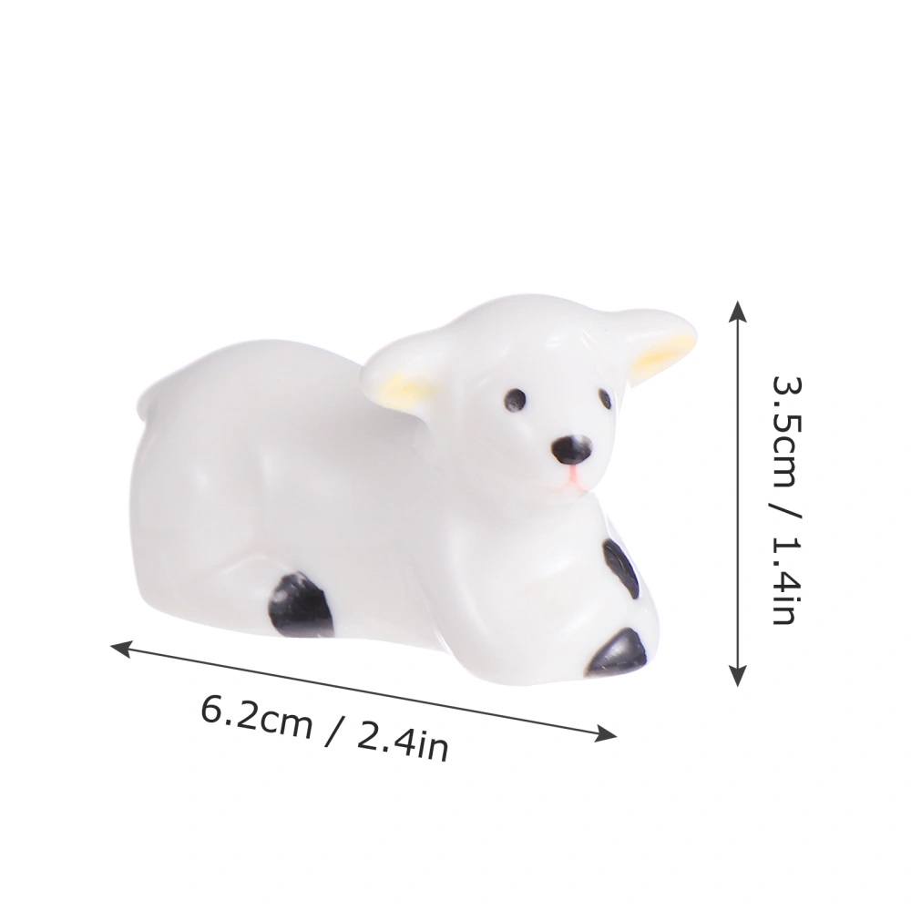 2Pcs Ceramic Sheep Ornament Animal Figurine Desktop Adornment (Random Style)