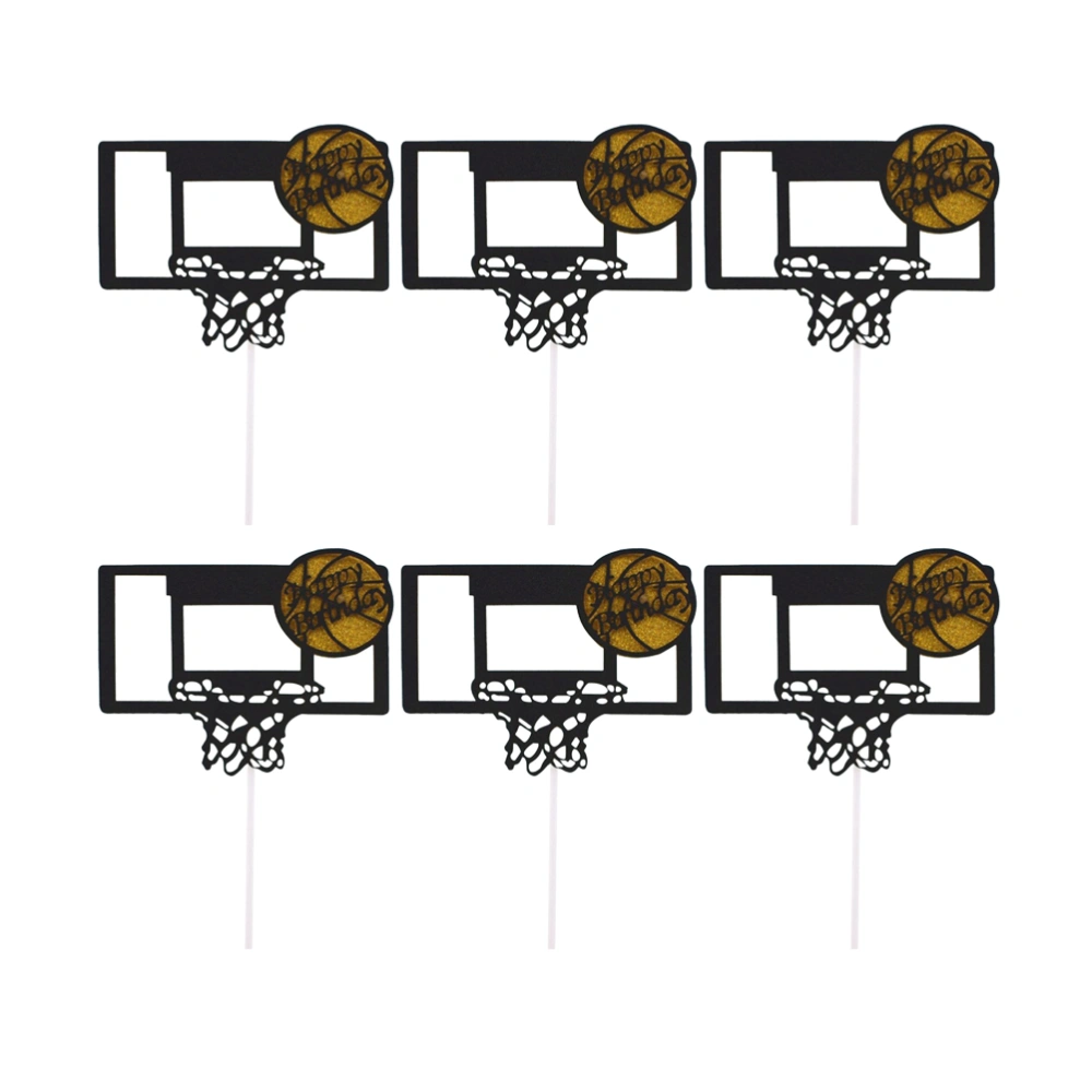 20PCS Basketball Cake Toppers Glitter Film Basketball Cake Picks Delicate Basketball Cake Decoration Party Cake Dessert Table Decor Creative Basketball Baking Cake Picks for Birthday Party Decor