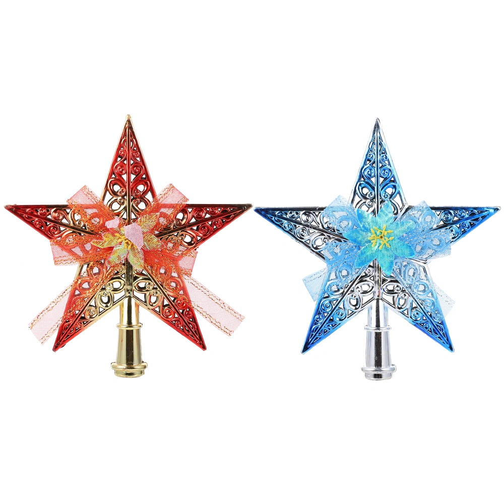 2Pcs Xmas Tree Star Iron Art Pentagram Luminous Pentagram Party Decoration