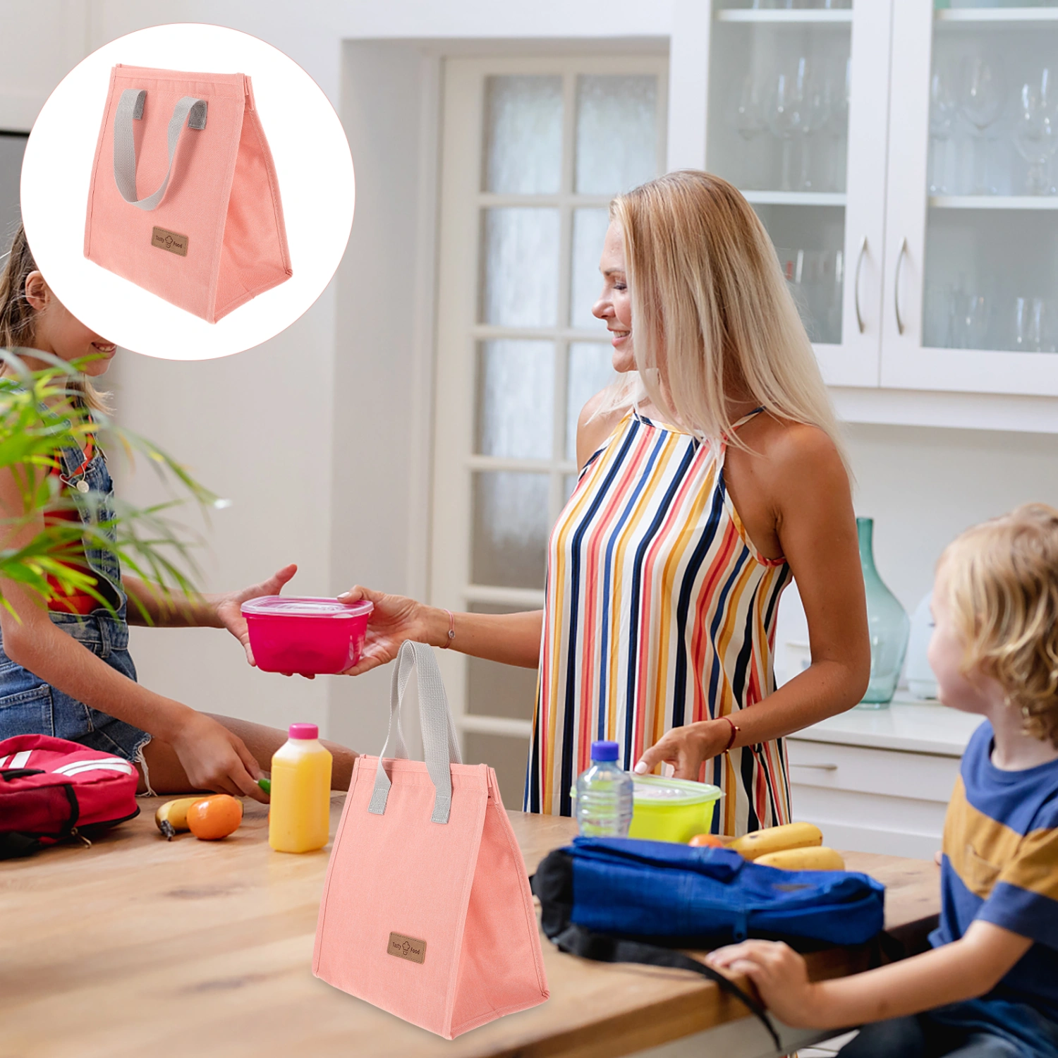 Portable Bento Box Bag Lunch Carrying Bag Handheld Food Pouch Thermal Food Bag Lunchbox Container