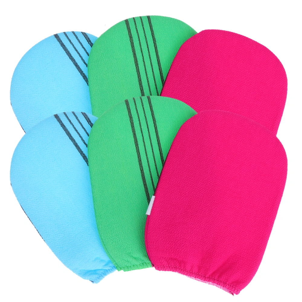 6PCS Shower Exfoliating Bath Gloves Simple Dual Side Shower Gloves Body Scrubber (Random Color)