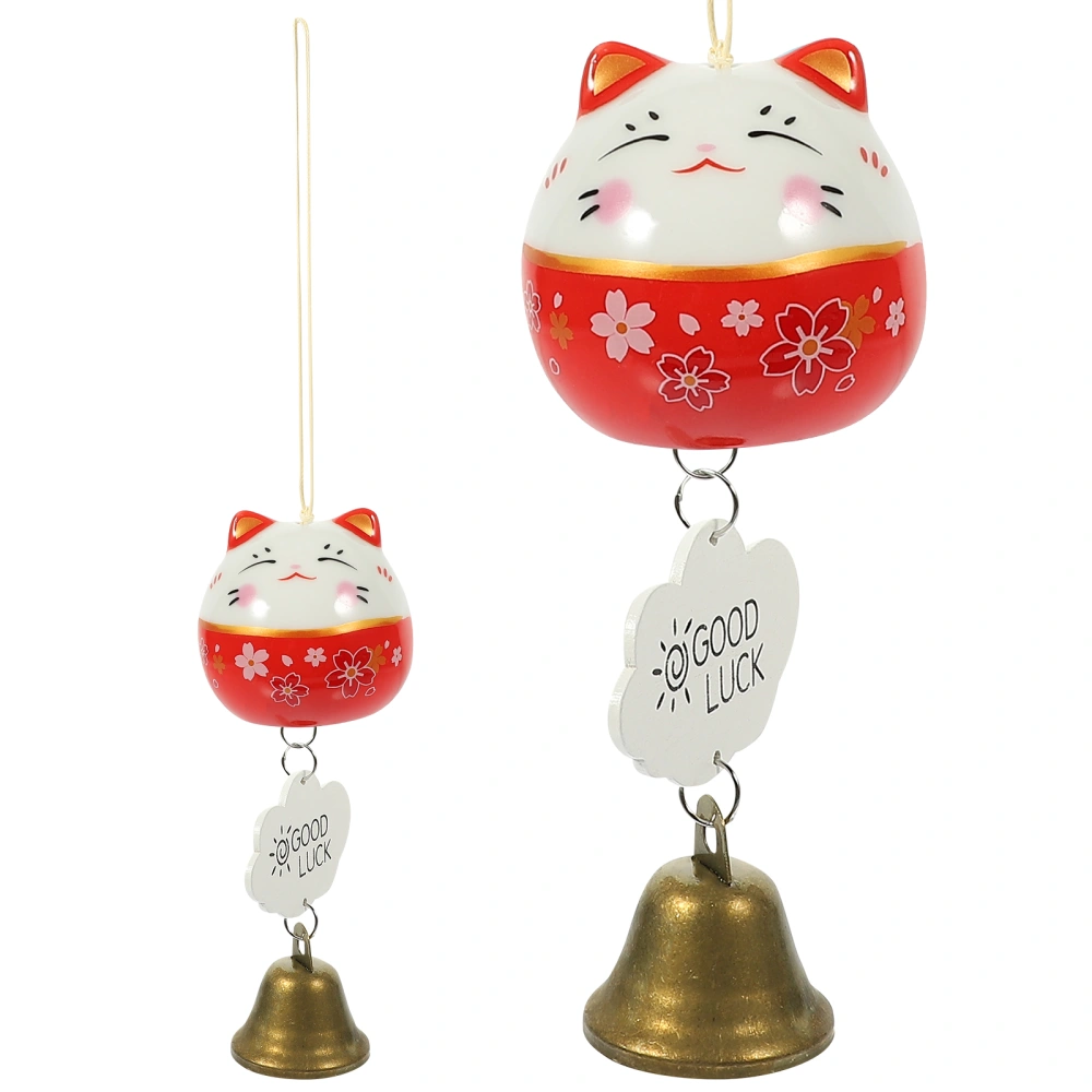 Fortune Cat Wind Bell Hanging Decors Japanese Style Ceramic Creative Wind Chime