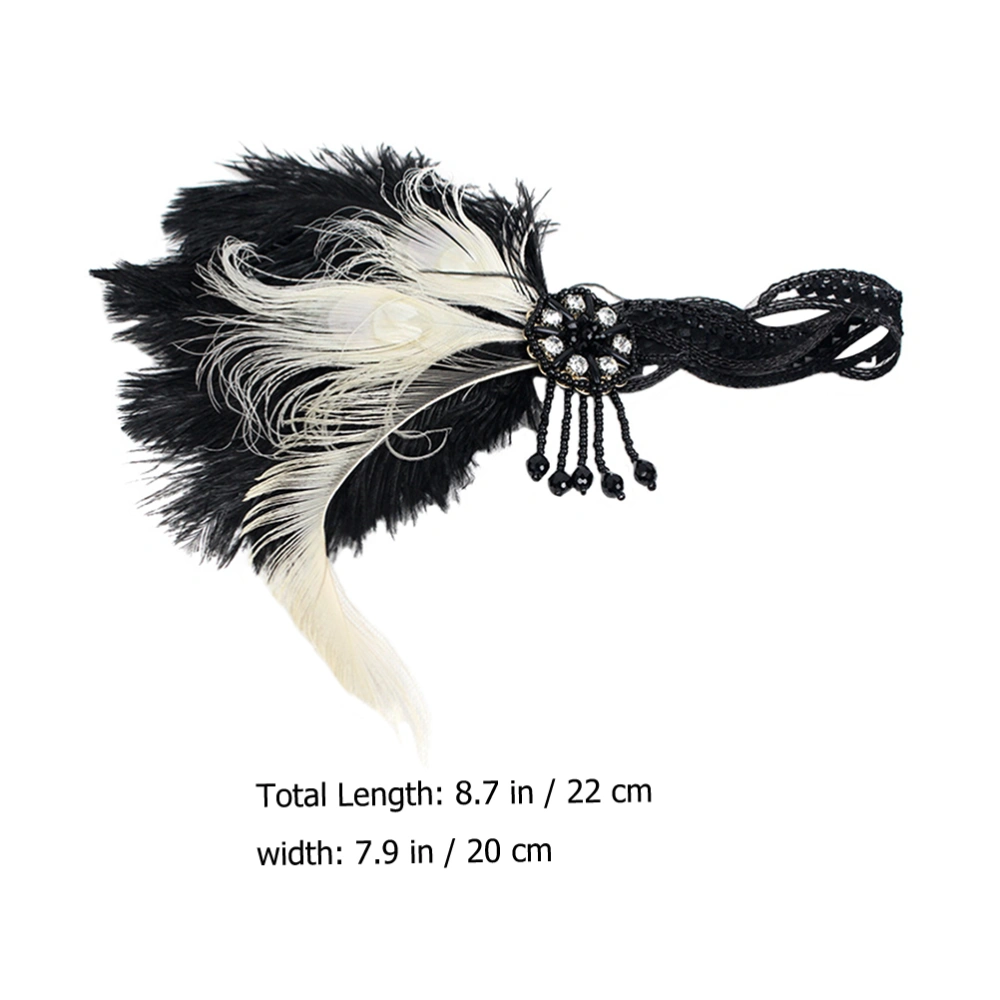 1pc Flapper Headband Feather-decorative Headdress Elegant Tassel Hairband