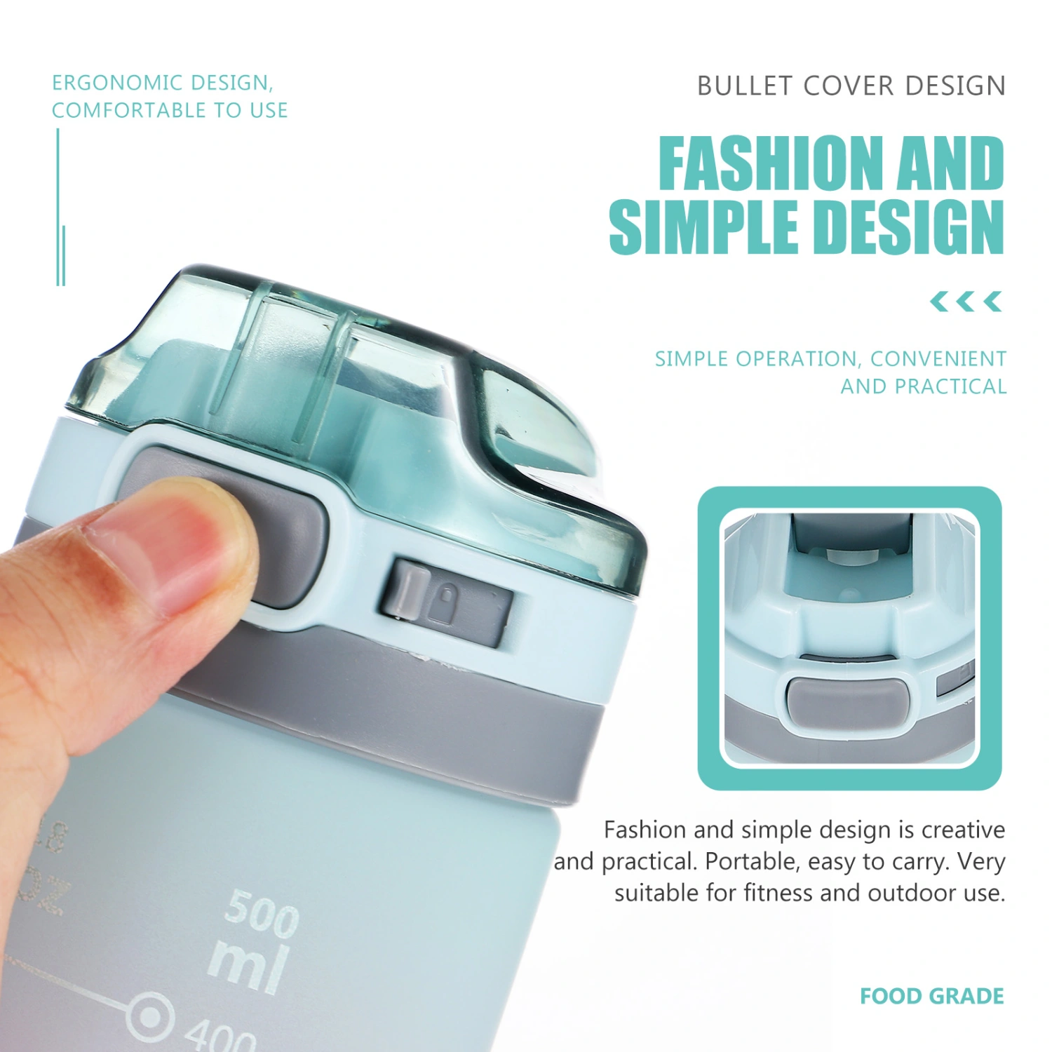 Fitness Sports Water Bottle Portable Water Bottle Outdoor Drink Bottle Household Water Container