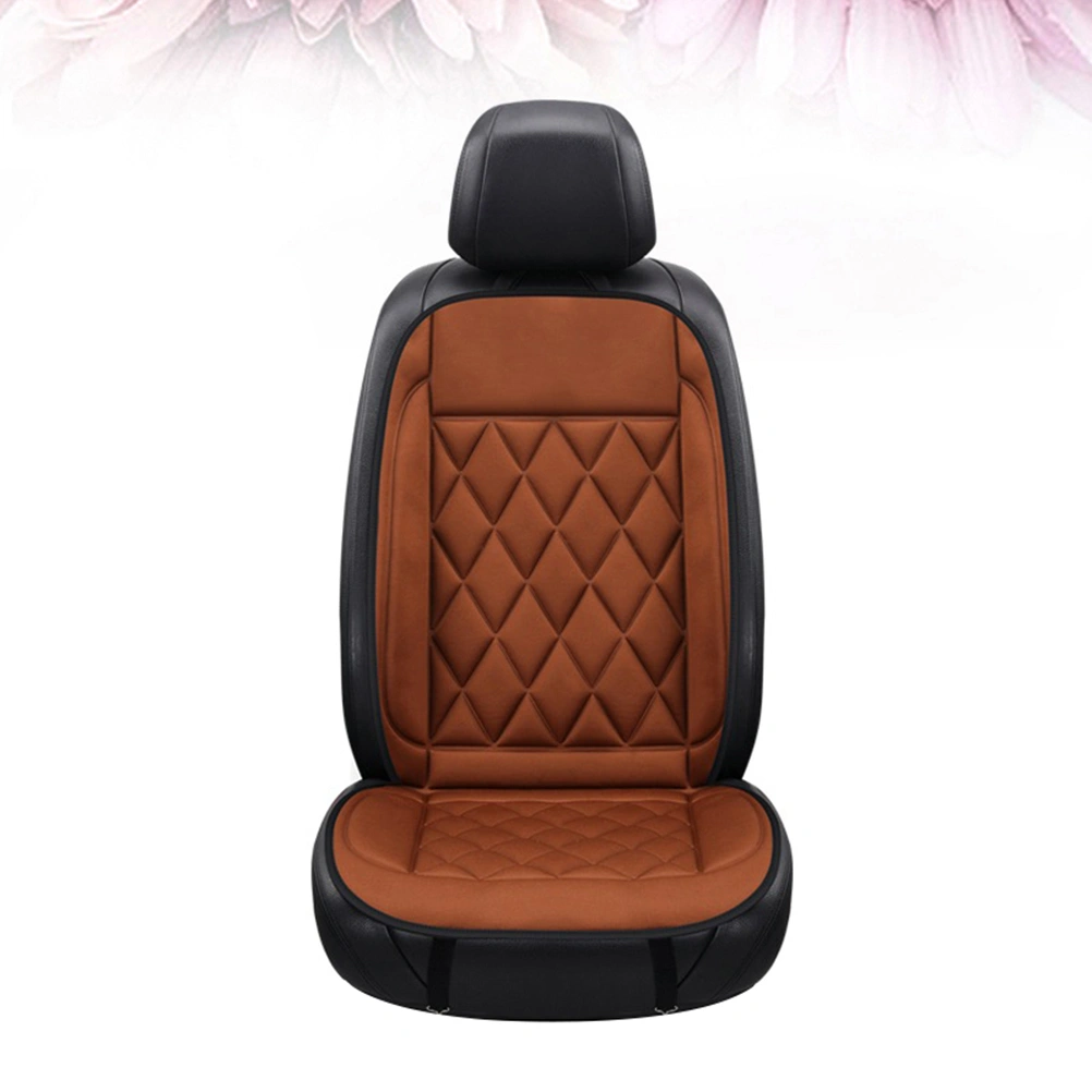 Automatic Heated Car Seat Cushion Temperature Control Seat Pad Car Seat Heater Heated Seat Cover (Brown 24V)