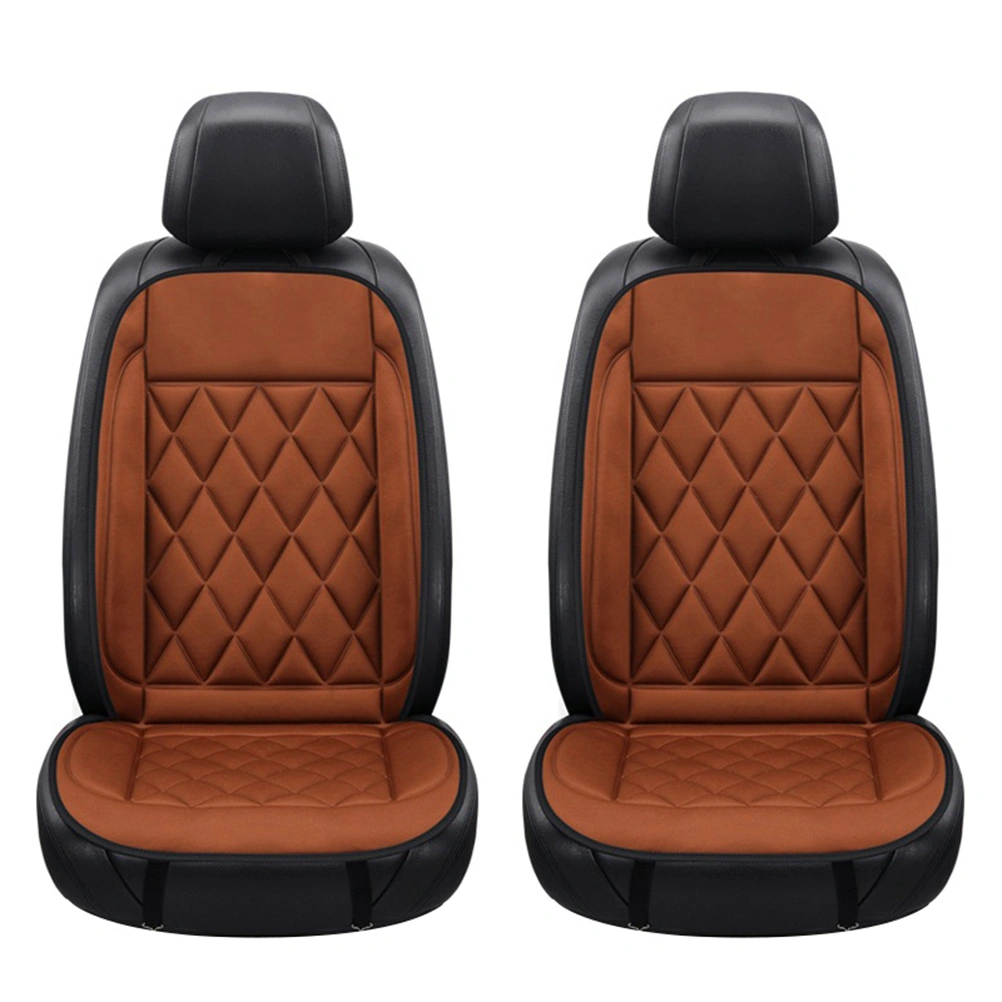 Automatic Heated Car Seat Cushion Temperature Control Seat Pad Car Seat Heater Heated Seat Cover (Brown 24V)