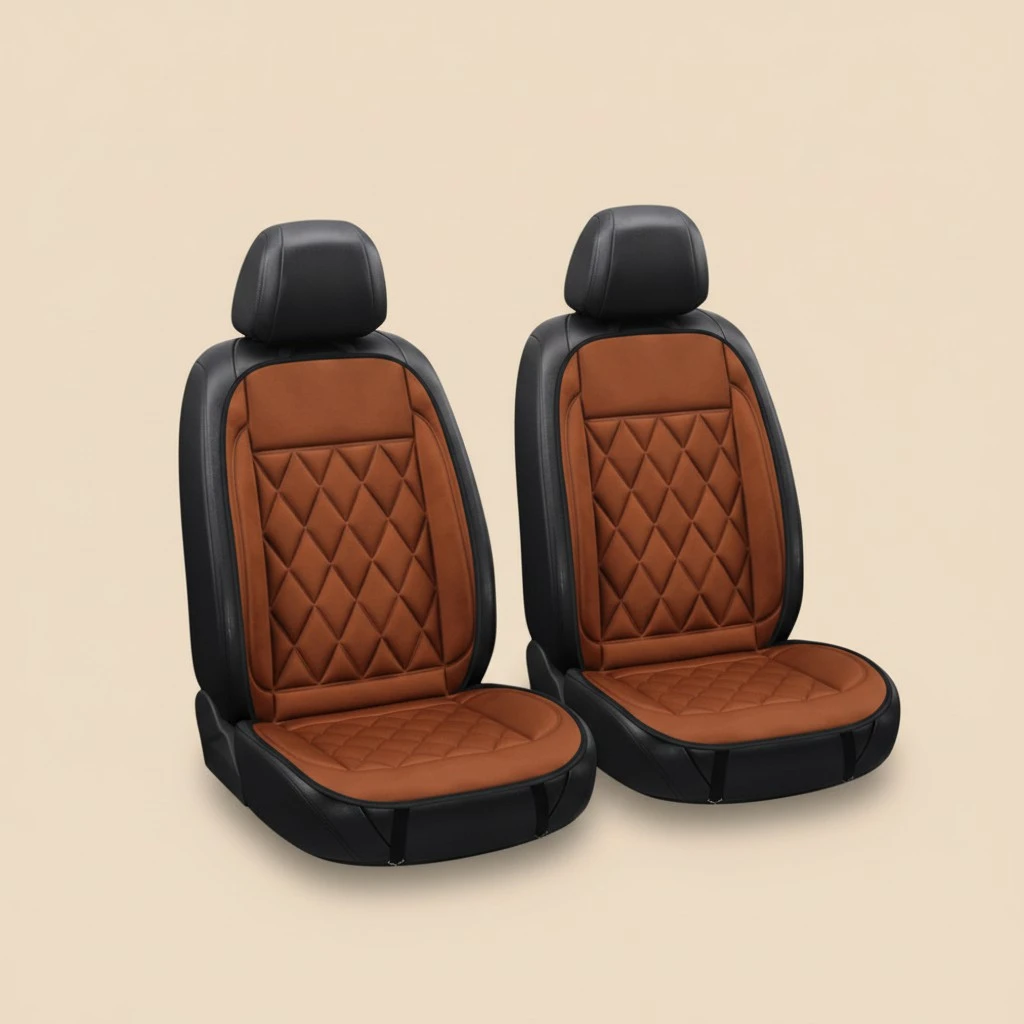 Automatic Heated Car Seat Cushion Temperature Control Seat Pad Car Seat Heater Heated Seat Cover (Brown 24V)