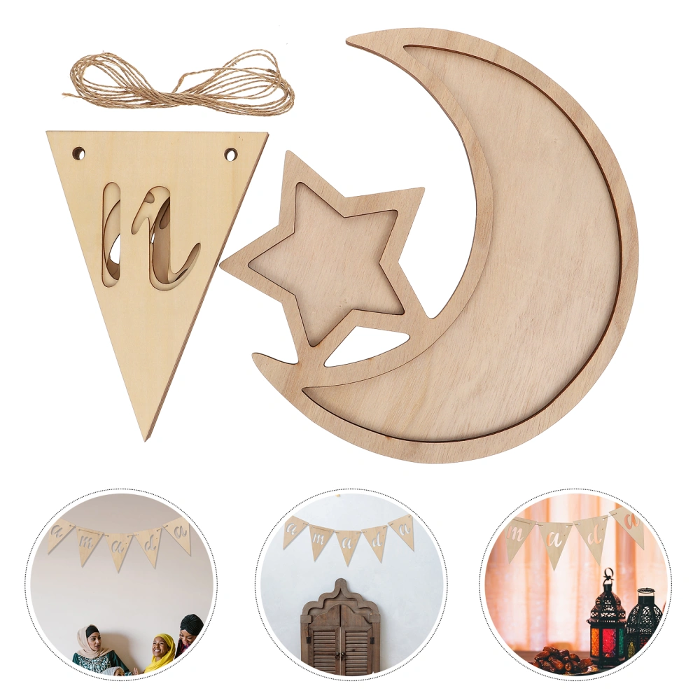 1 Set Eid Dessert Tray Banner Dried Fruit Tray Party Banner Wooden Food Dish