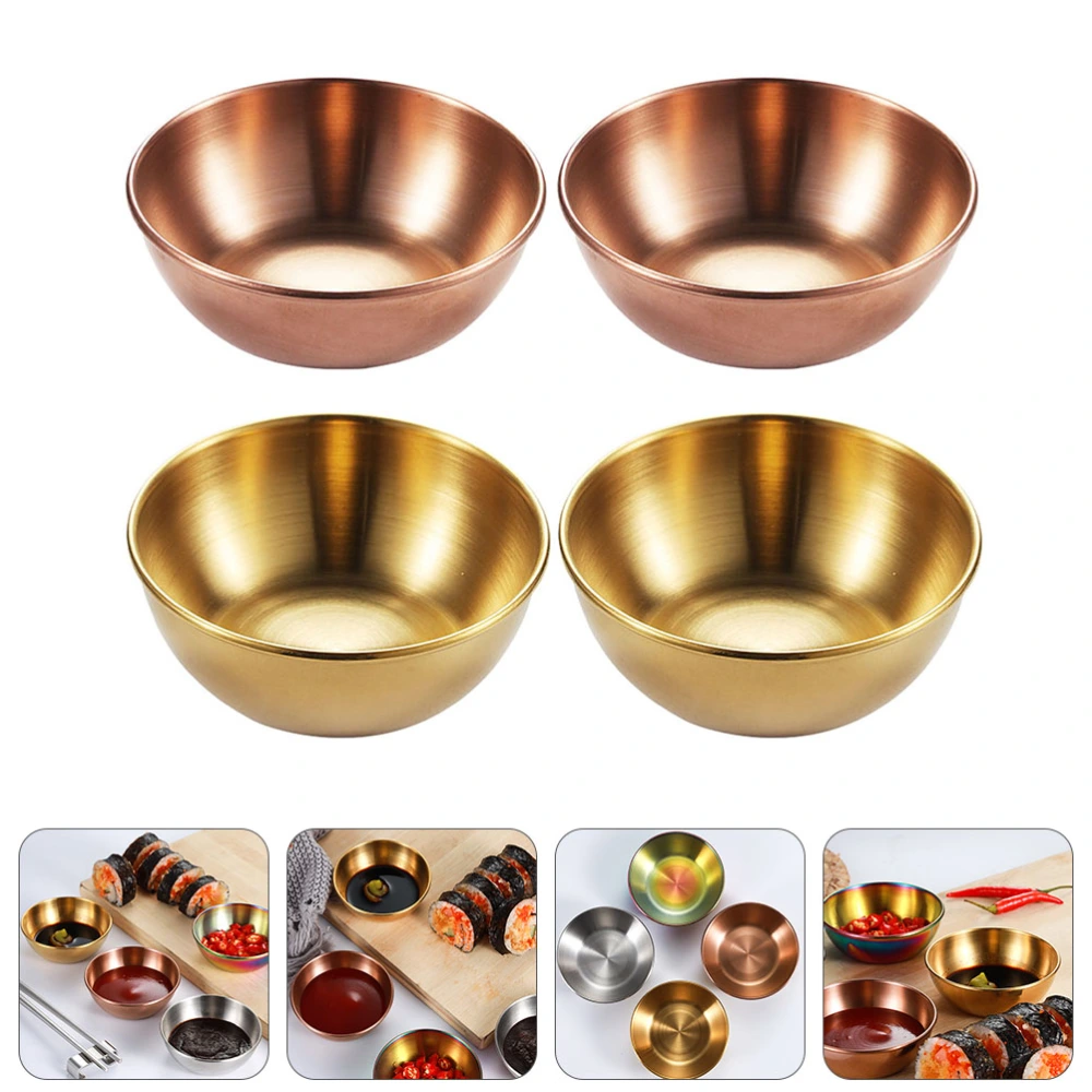 4Pcs Appetizer Serving Plate Stainless Steel Sauce Dish Spice Seasoning Dish