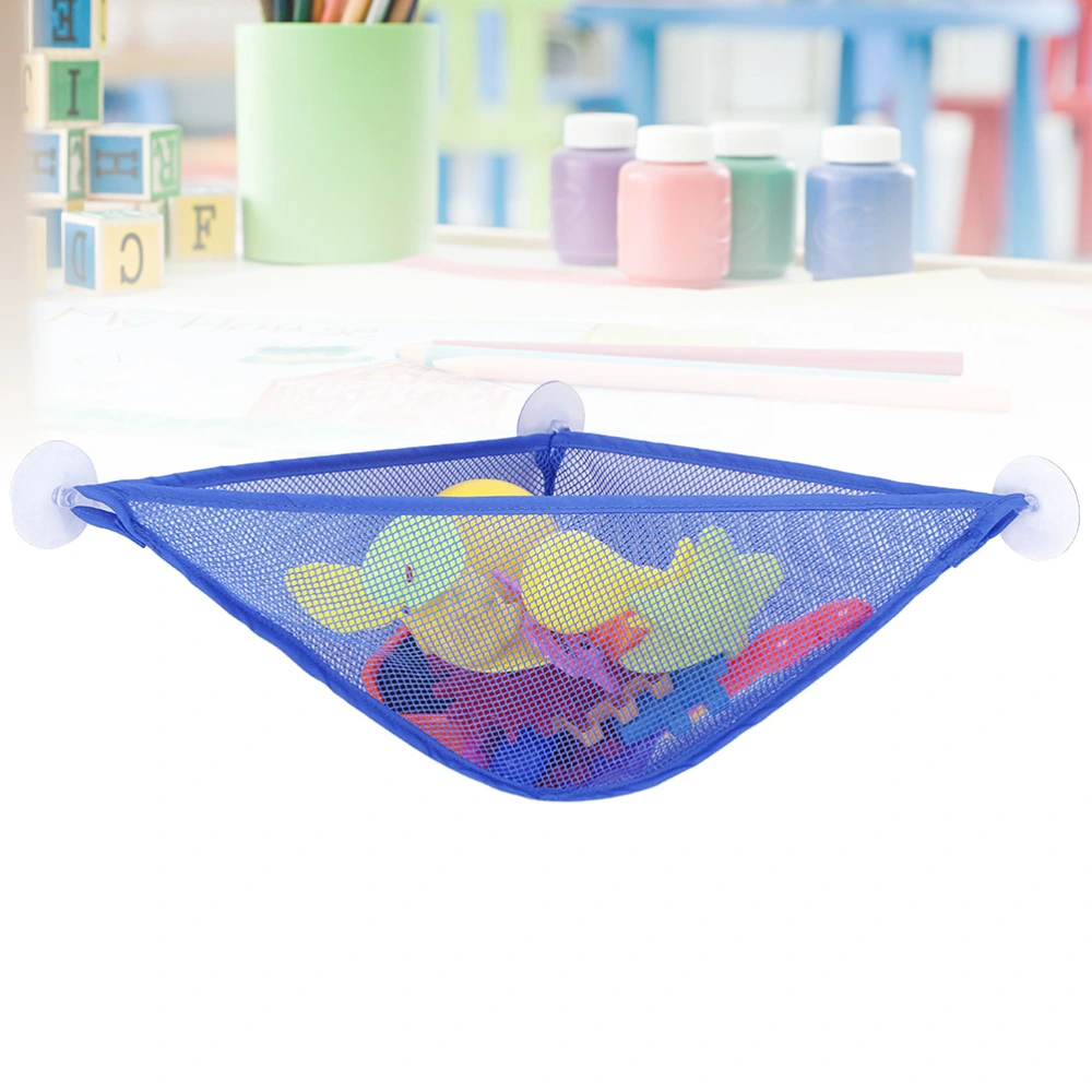 Multifunctional Mesh Hanging Storage Bag Bathroom Toys Household Organizer Bag with Suction Cups (Blue)