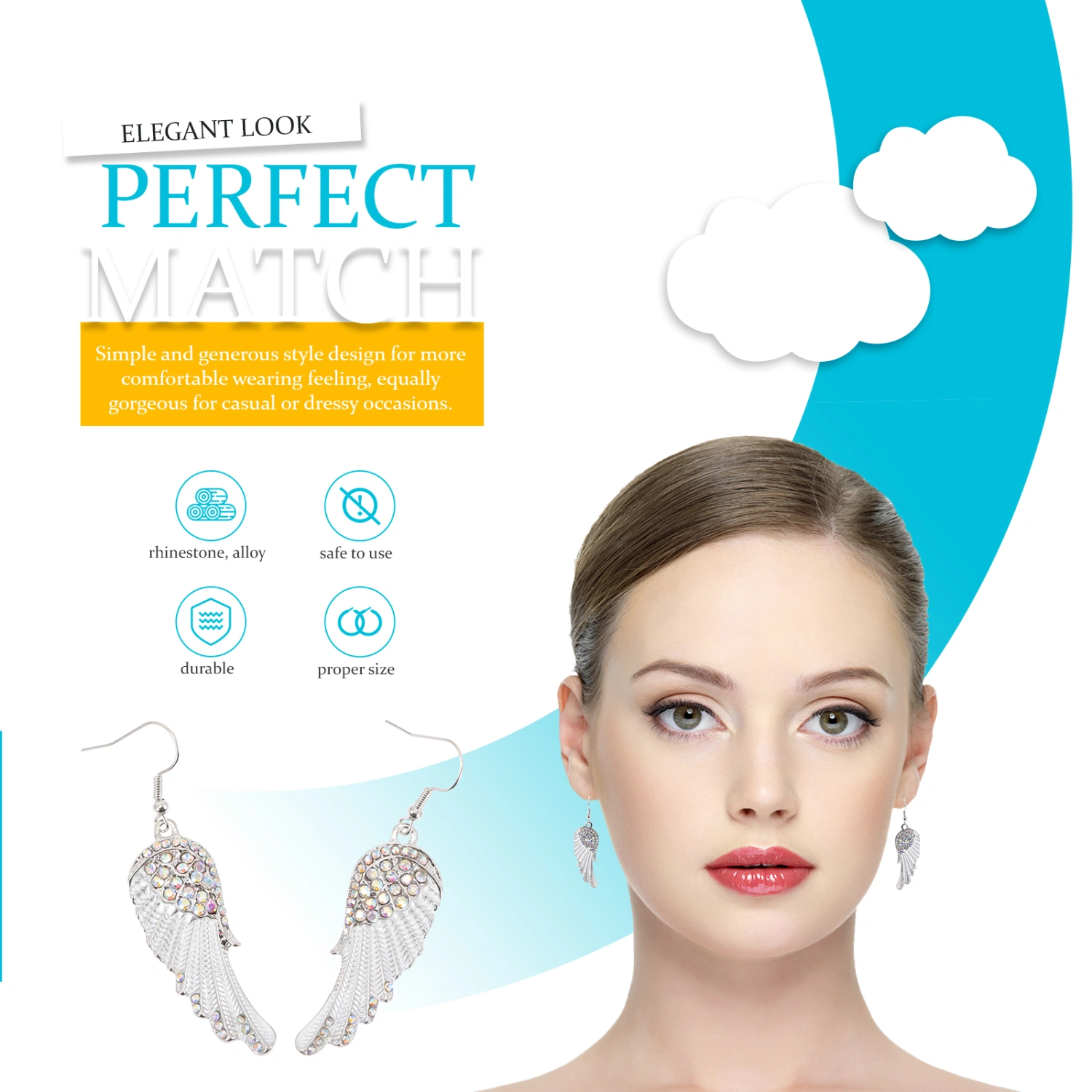 1 Pair Women Angel Wings Dangle Hook Earrings Jewelry Women Wedding Jewelry