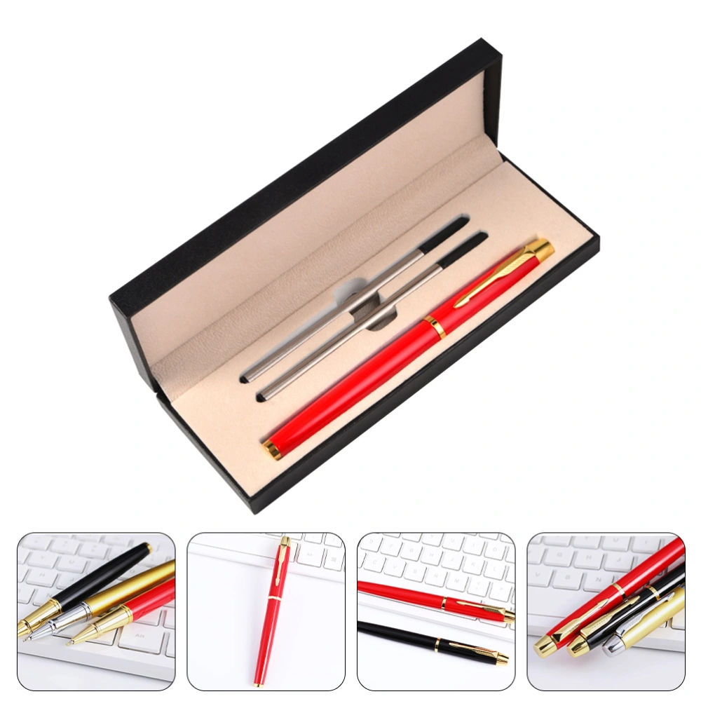 1 Set of Office Roller Pen Meeting Signature Pen Metal Pen Gift (Black)