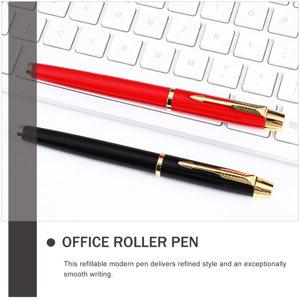 1 Set of Office Roller Pen Meeting Signature Pen Metal Pen Gift (Black)