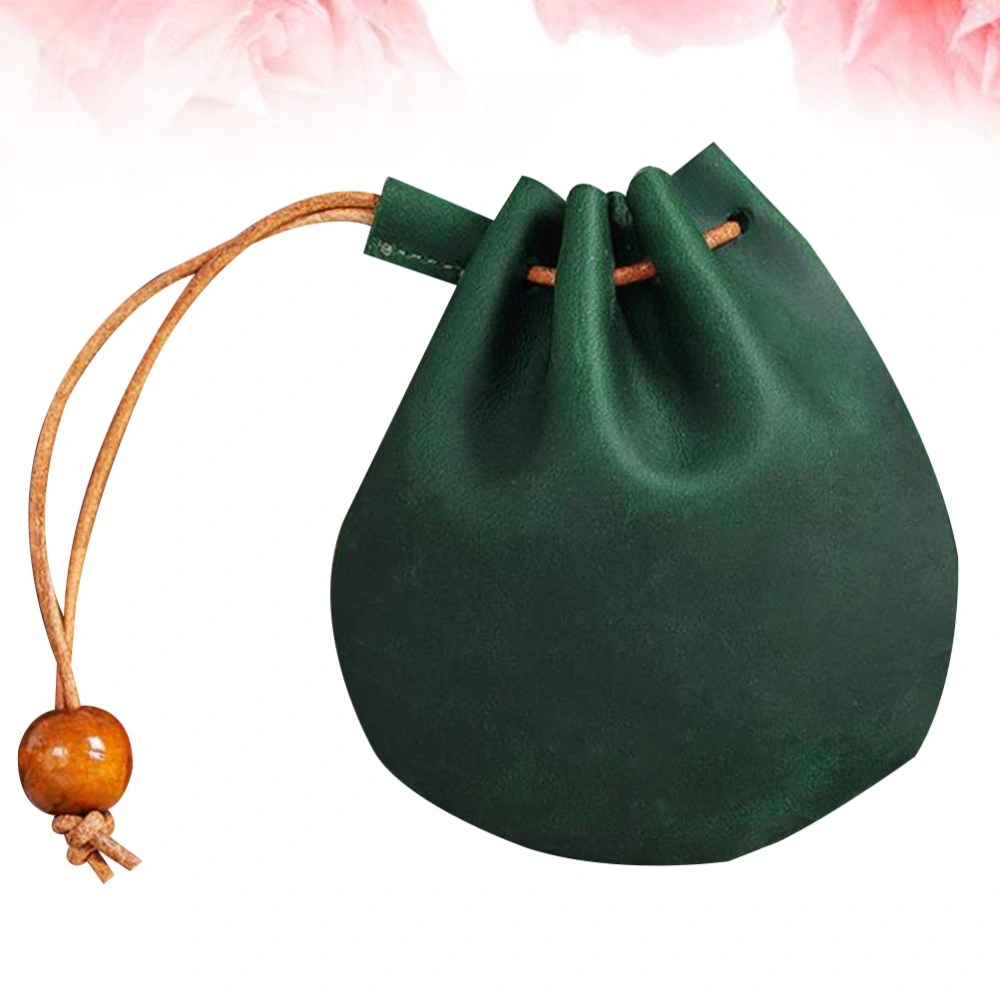 Mini Leather Storage Bag Vintage Coin Pouch Simple Change Bag Multifunction Key Bag (Green)