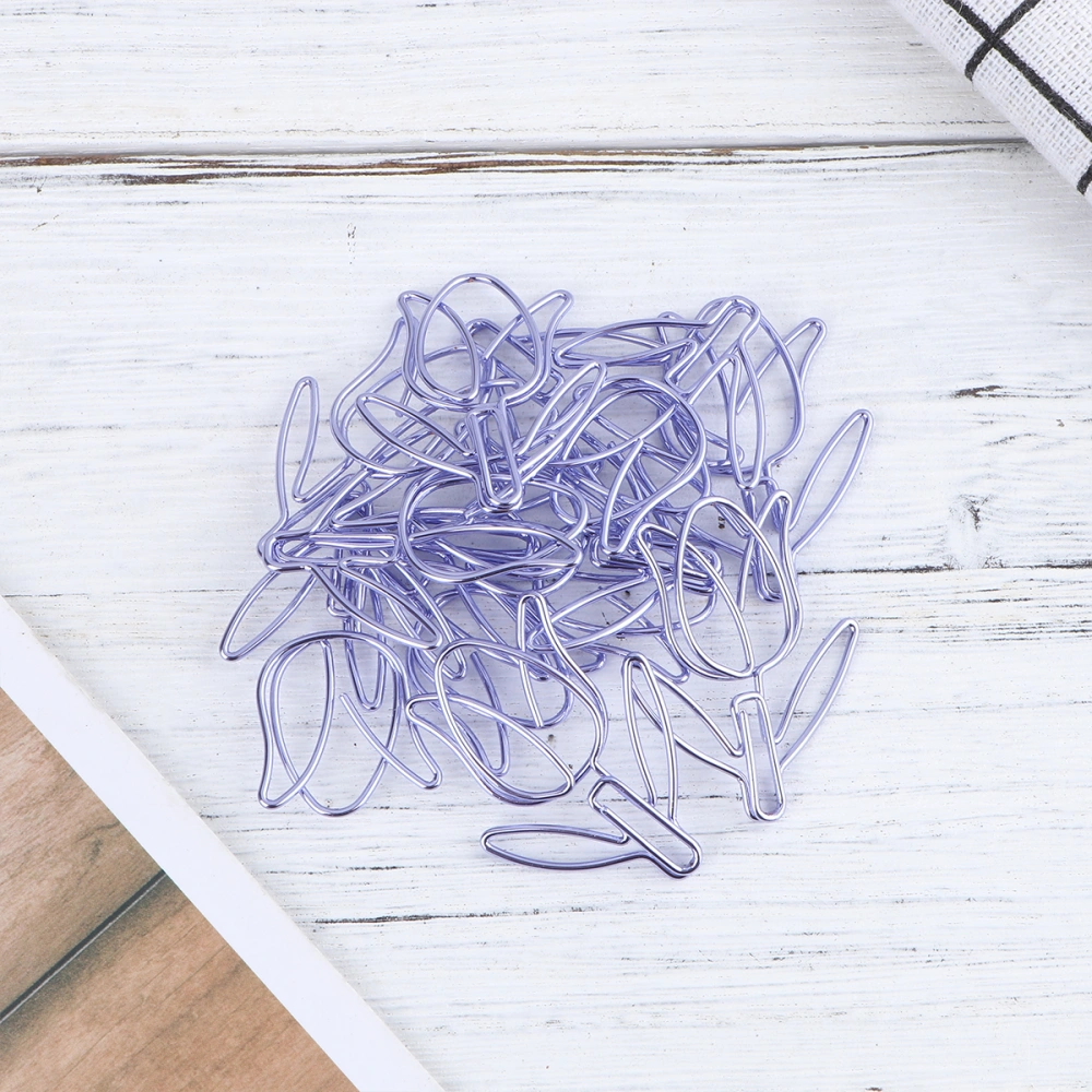 12pcs Cartoon Paper Clips Purple Tulip Shape Paper Clips Creative Paper Bookmark Clamps Paper Clamps (Purple)