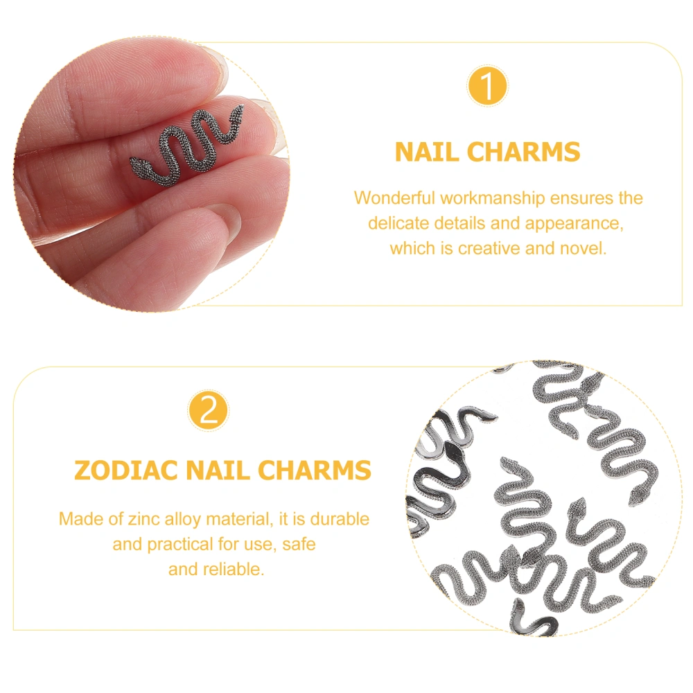 50pcs Snake Nail Charms 3D Snake Nail Charms Decoration Retro Snake Nail Charms