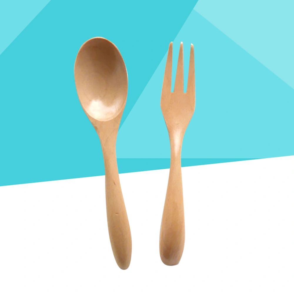 Wooden Flatware Set Fork and Spoon for Camping Travel Picnic Office or Home