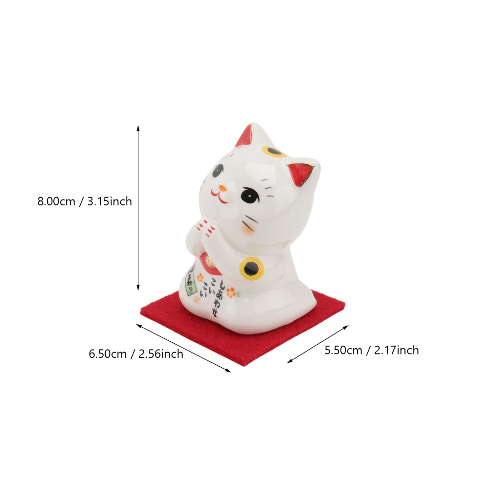 1Pc Adorable Fortune Cat Adornment Ceramic Fortune Cat Ornament Household Decor