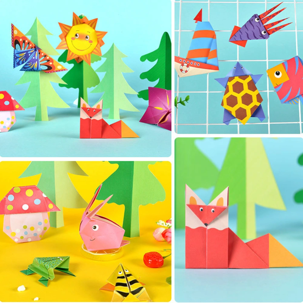 2 Sets Exquisite Paper Foldings Creative DIY Handicraft Papers Colorful Papers Foldings for Kids (Animal and Living Style Each 1 Set)