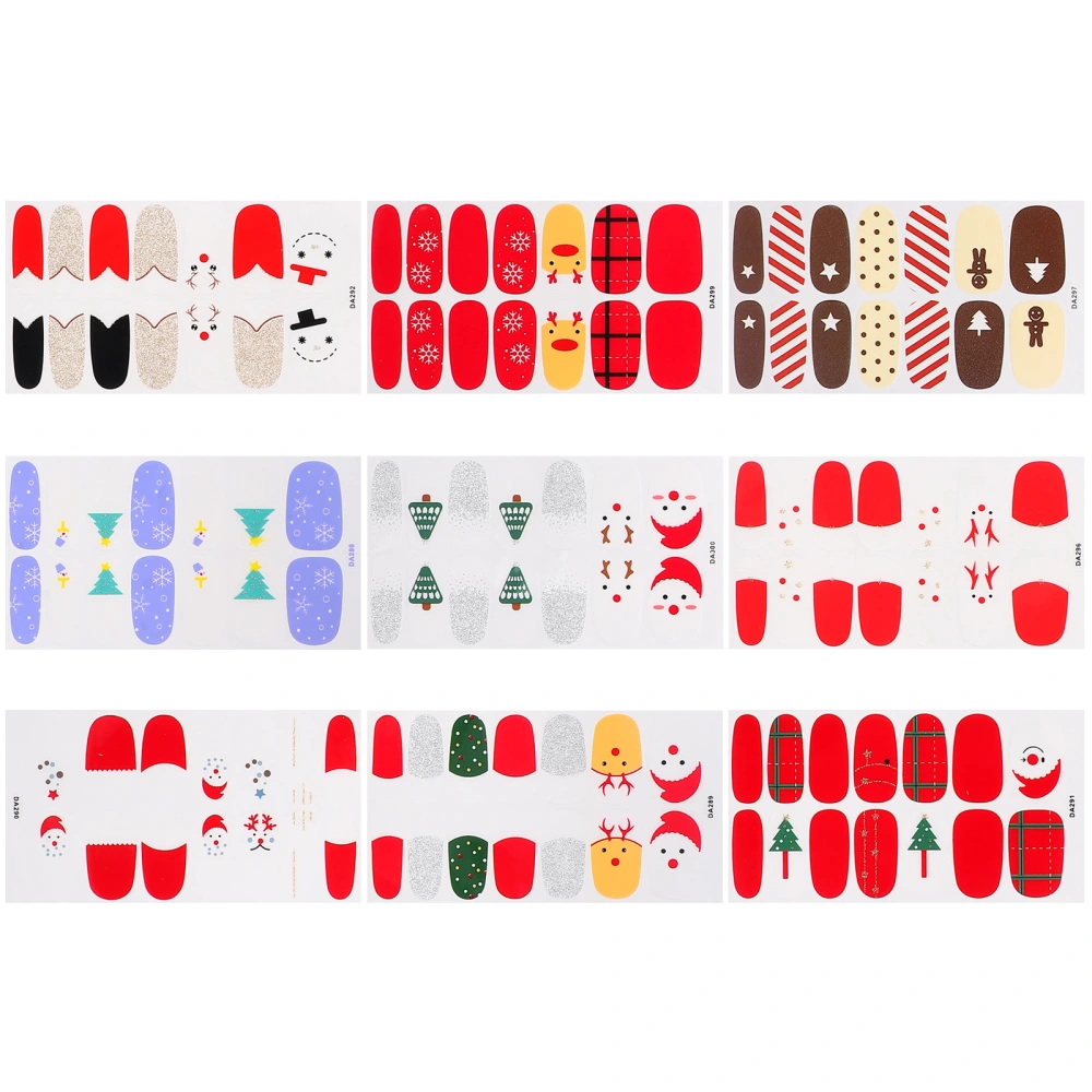 9 Sheets Christmas Creative Nail Decals Self Adhesive Nail Stickers for Women