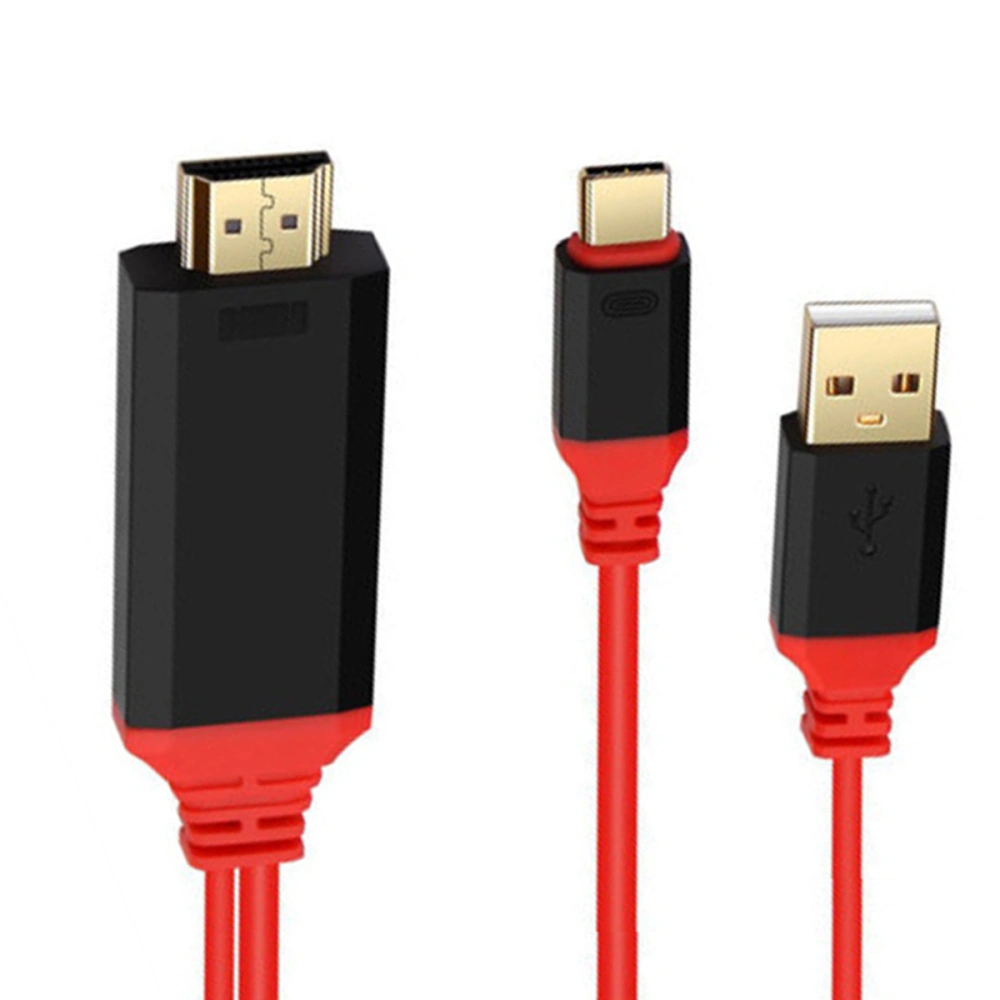 2m Type-C to 4Kx2K Ultra Adapter Charging Cable for LG HTC Microsoft (Red)