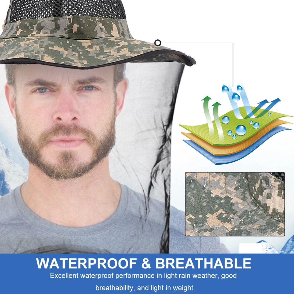 1PC Outdoor Anti-Mosquito Mesh Headwear Bee Mask Net Mesh Face Protection Beekeeping Hat (Light Green Mosaic Pattern)