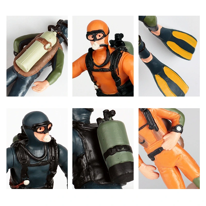 4Pcs Plastic Diver Statue Sand Table Desktop Diver Ornament Lifelike Diver Statue Plastic Action Figures