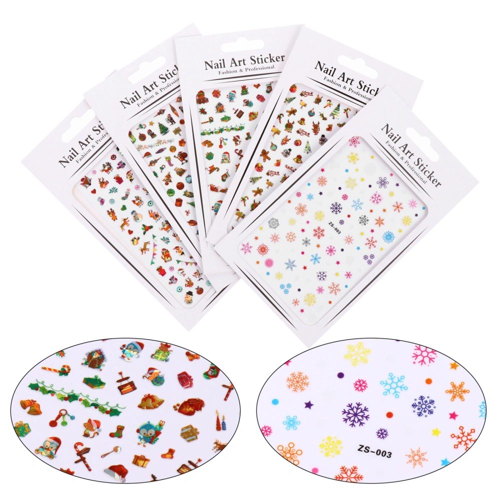 5 Sheets Christmas Nail Stickers Lovely Manicures Stickers Nail Art Decals