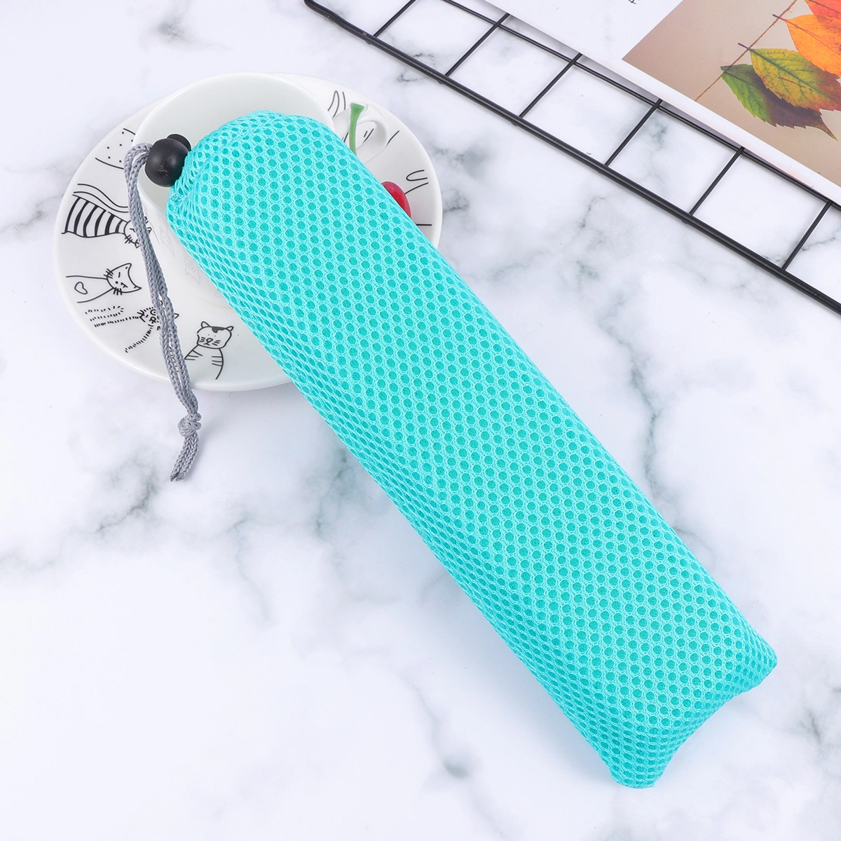 Portable Cutlery Box Wheat Straw Tableware Box Desktop Storage Box Solid Color Cutlery Storage Box with a Bag Black Green