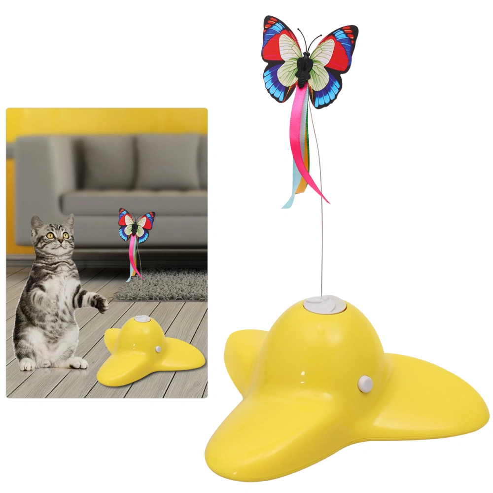 UEETEK Interactive Funny Pet Toys Electric Rotating Cat Teaser Toy (Yellow)