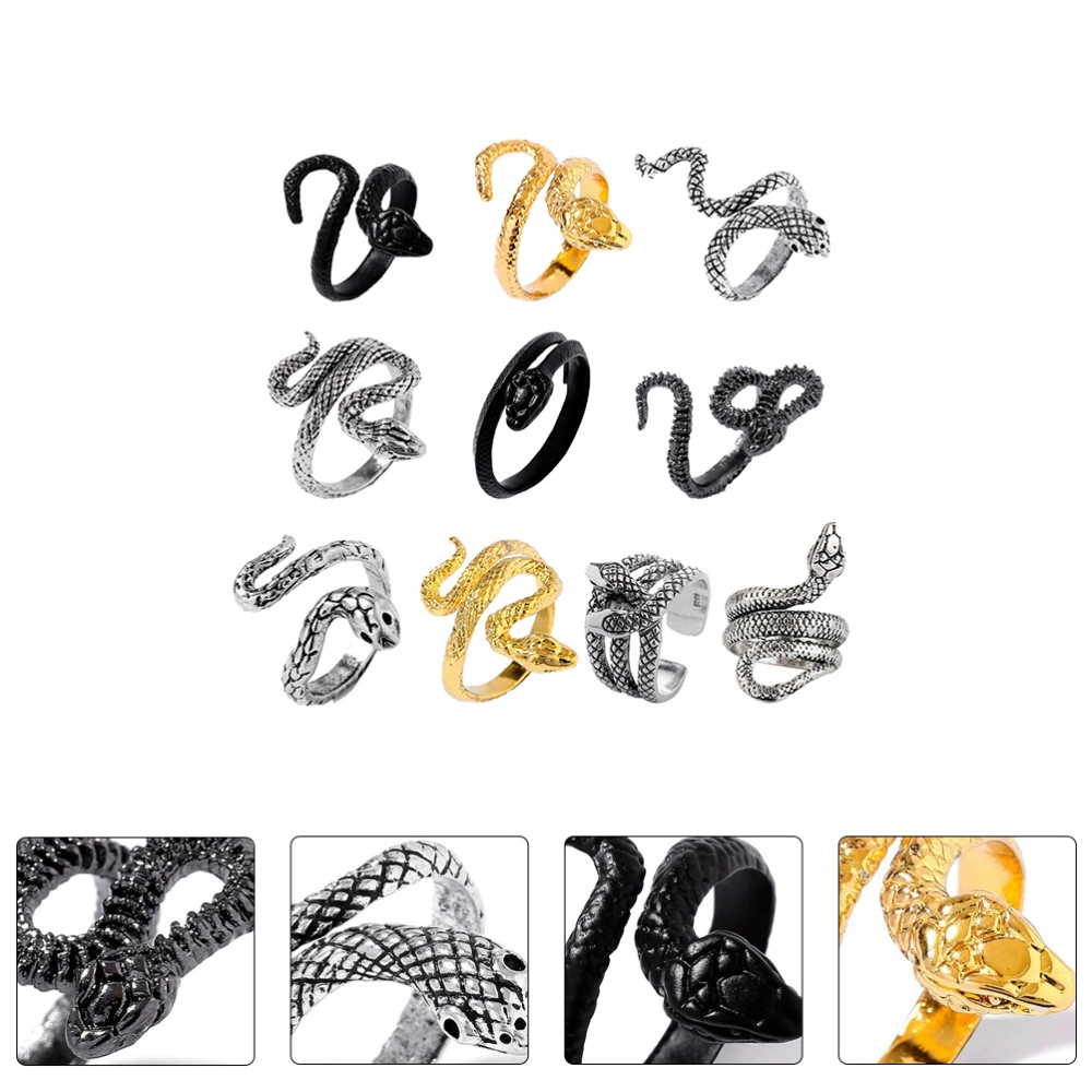 10Pcs Punk Finger Rings Decorative Tail Rings Fashionable Rings (Random Style)