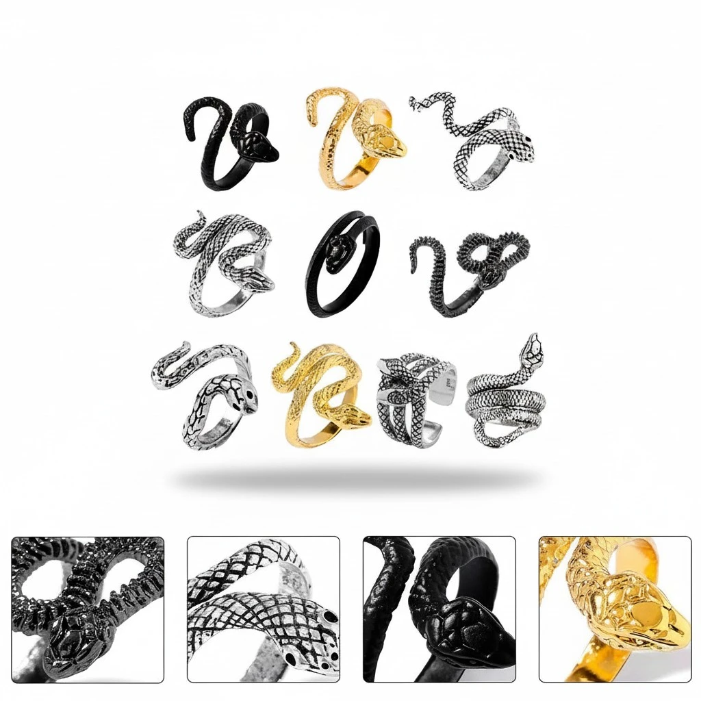 10Pcs Punk Finger Rings Decorative Tail Rings Fashionable Rings (Random Style)